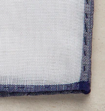 Linen And Cotton Pocket Square With Navy Edge - Image 3