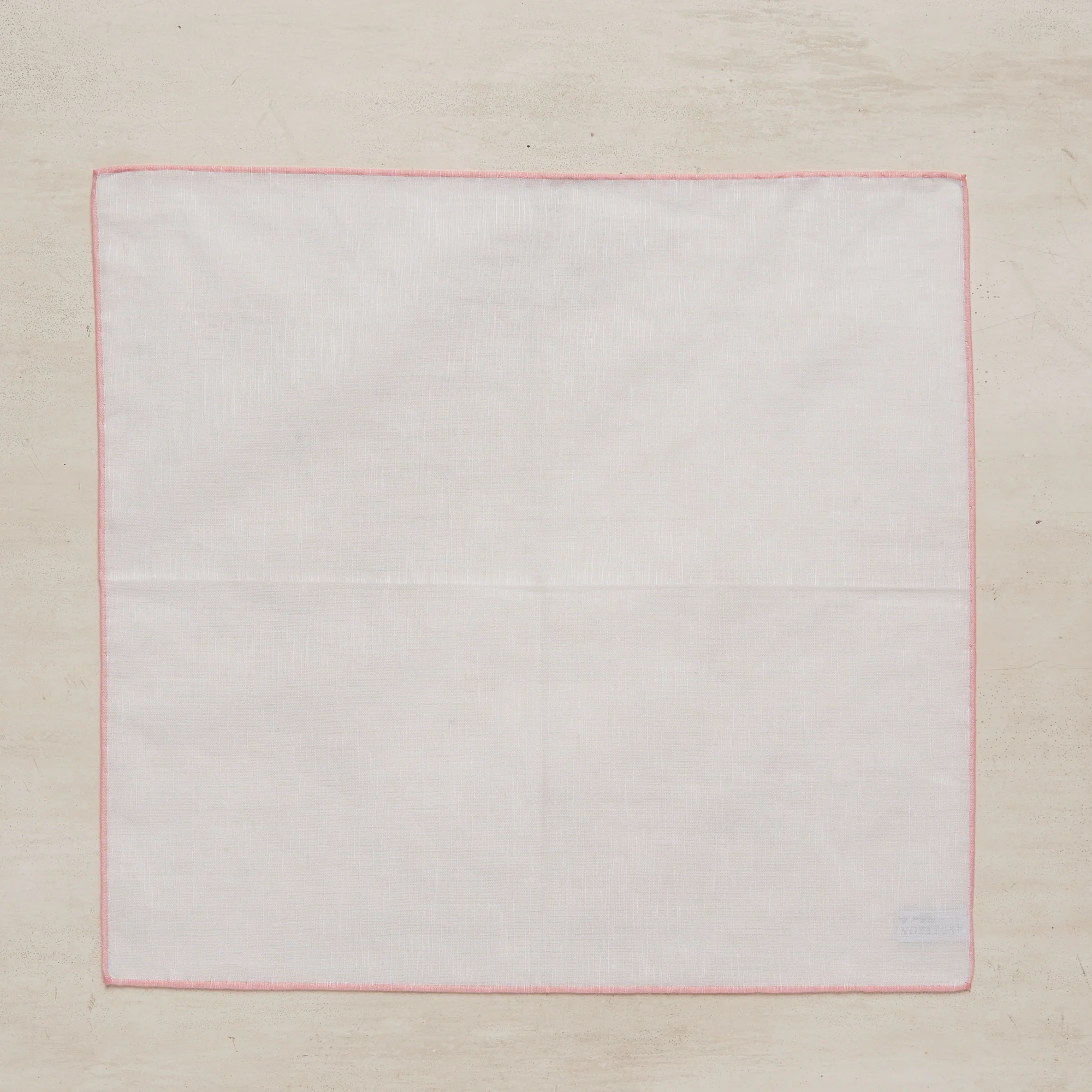 Linen and Cotton Pocket Square With Pink Edge