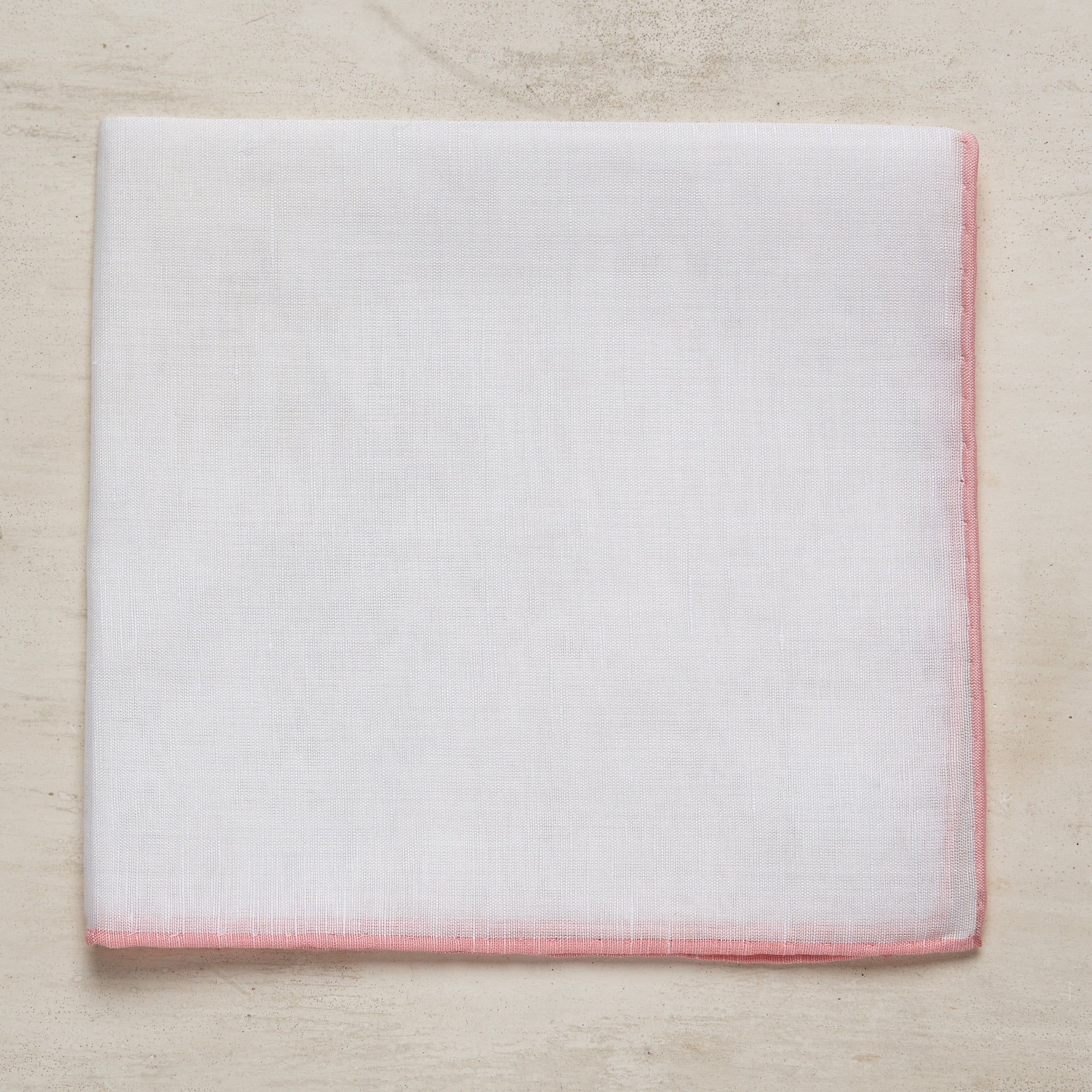 Linen and Cotton Pocket Square With Pink Edge - Image 2