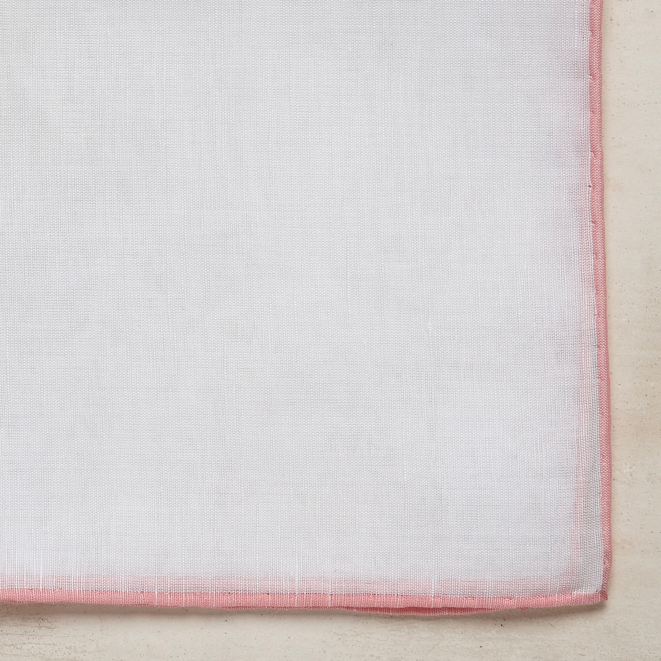 Linen and Cotton Pocket Square With Pink Edge - Image 3