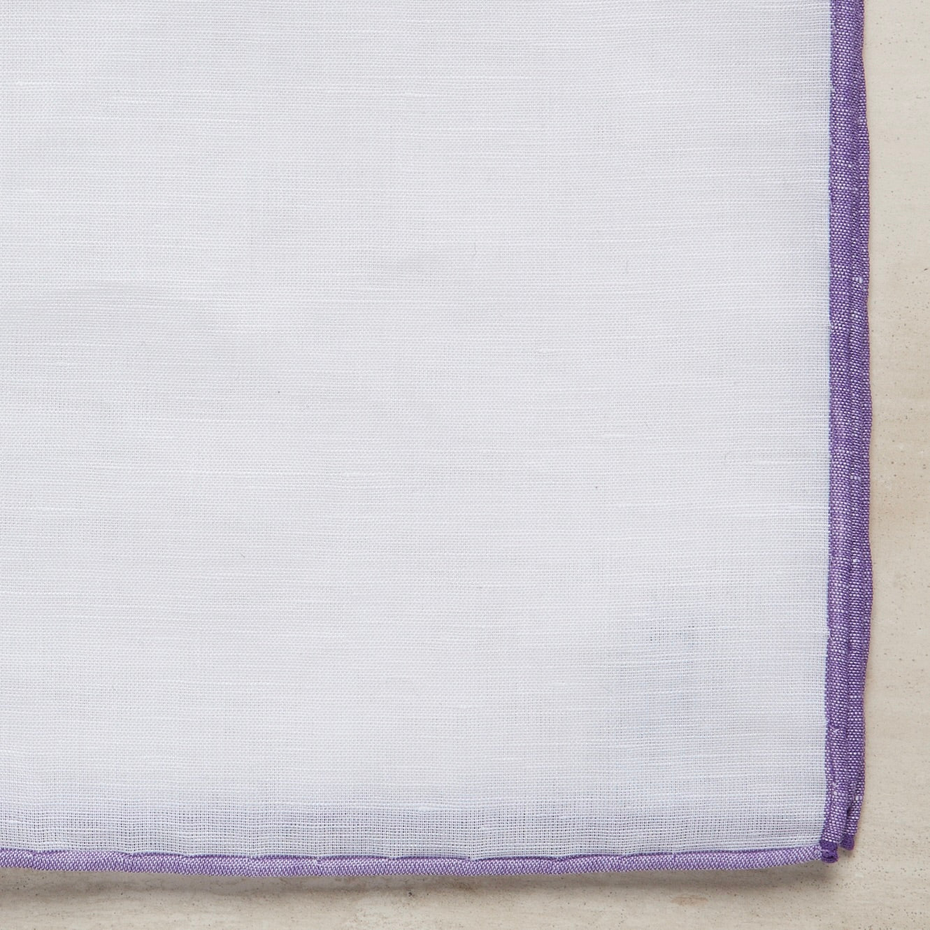 Linen And Cotton Pocket Square With Purple Edge - Image 3