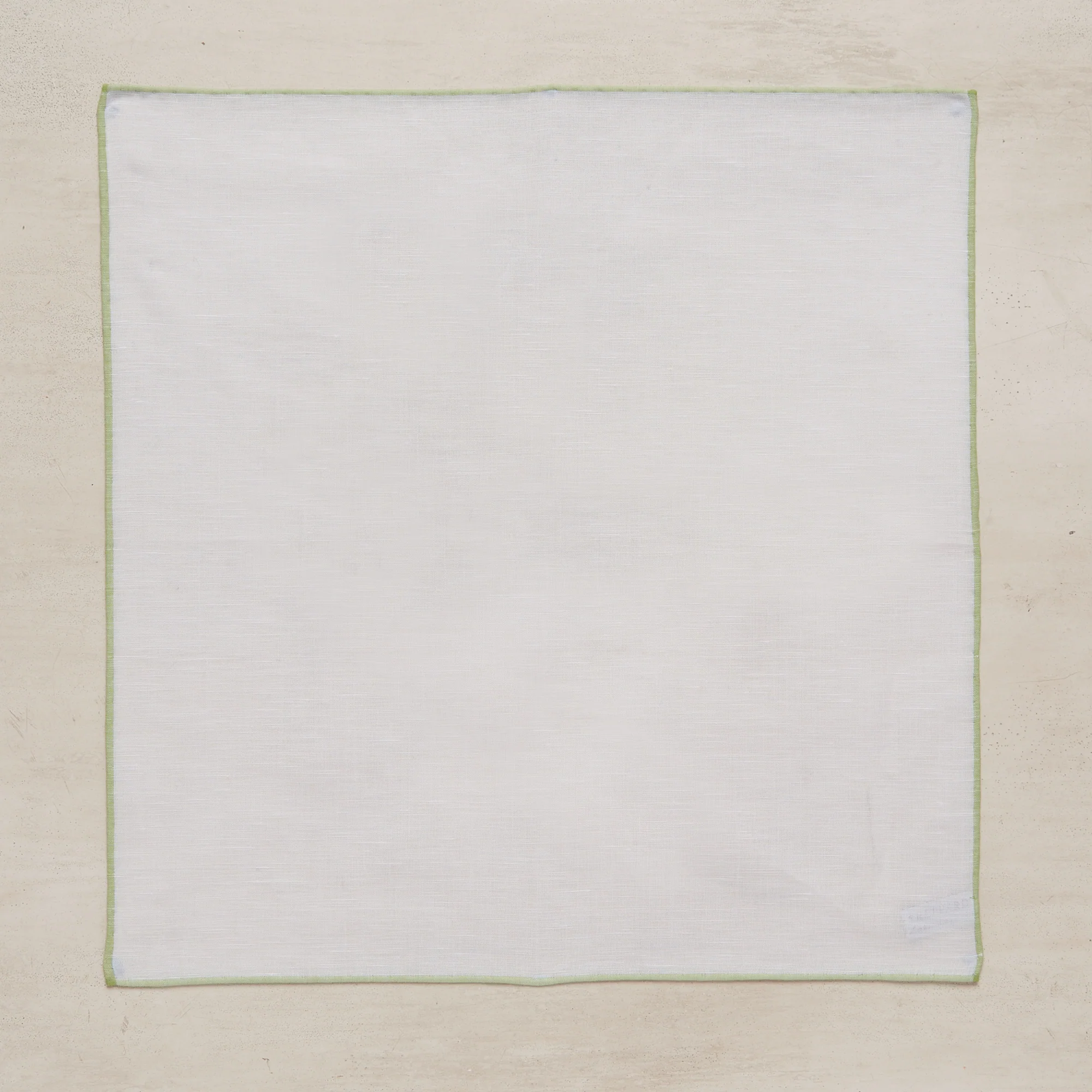 Linen And Cotton Pocket Square With Light Green Edge