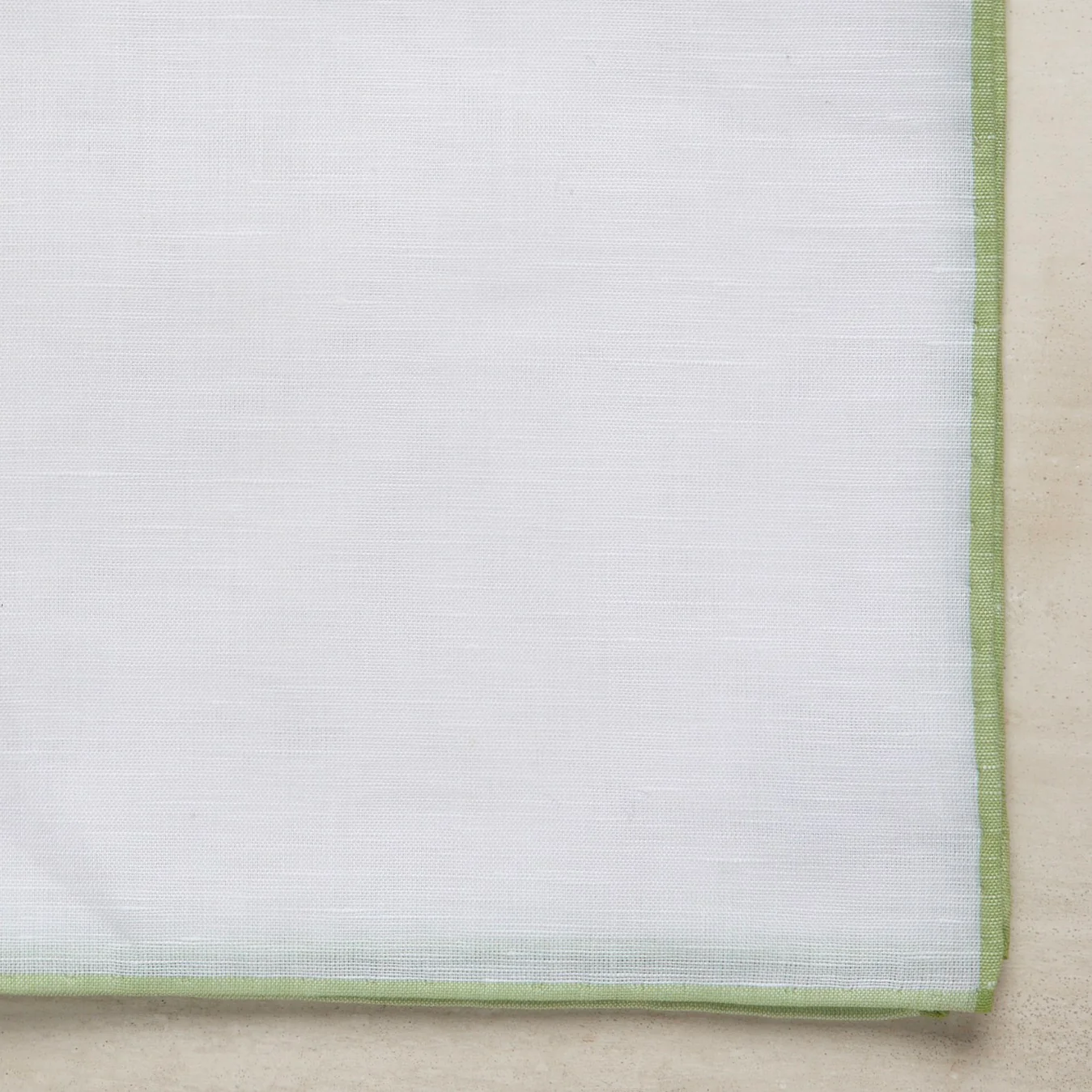 Linen And Cotton Pocket Square With Light Green Edge - Image 3