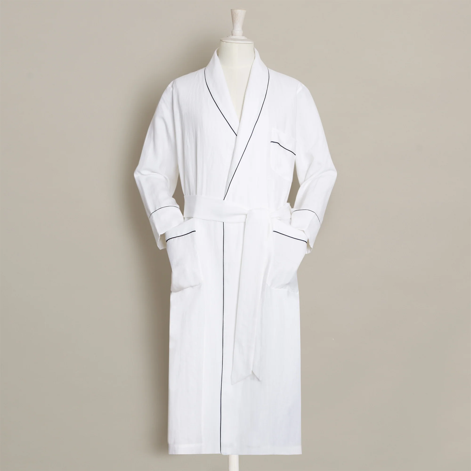 Linen Dressing Gown In White