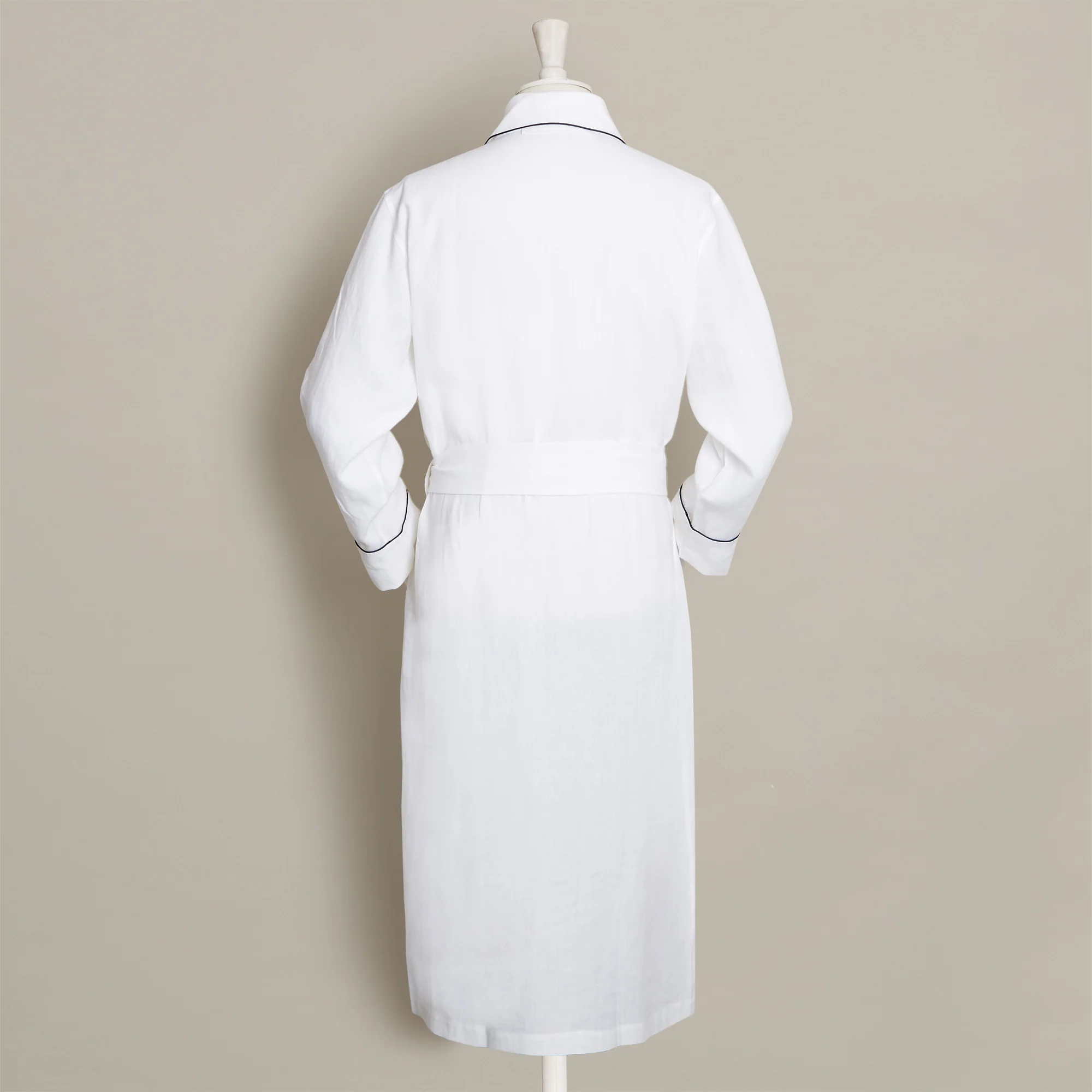 Linen Dressing Gown In White - Image 3