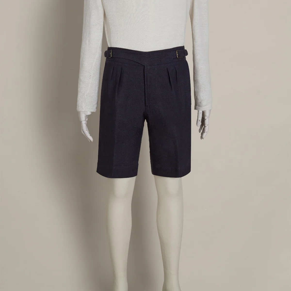 Irish Linen Gurkha Shorts In Dark Navy