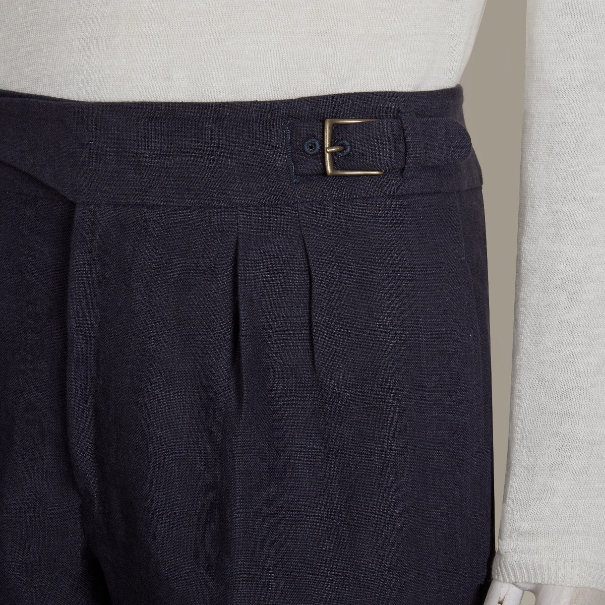 Irish Linen Gurkha Shorts In Dark Navy - Image 2