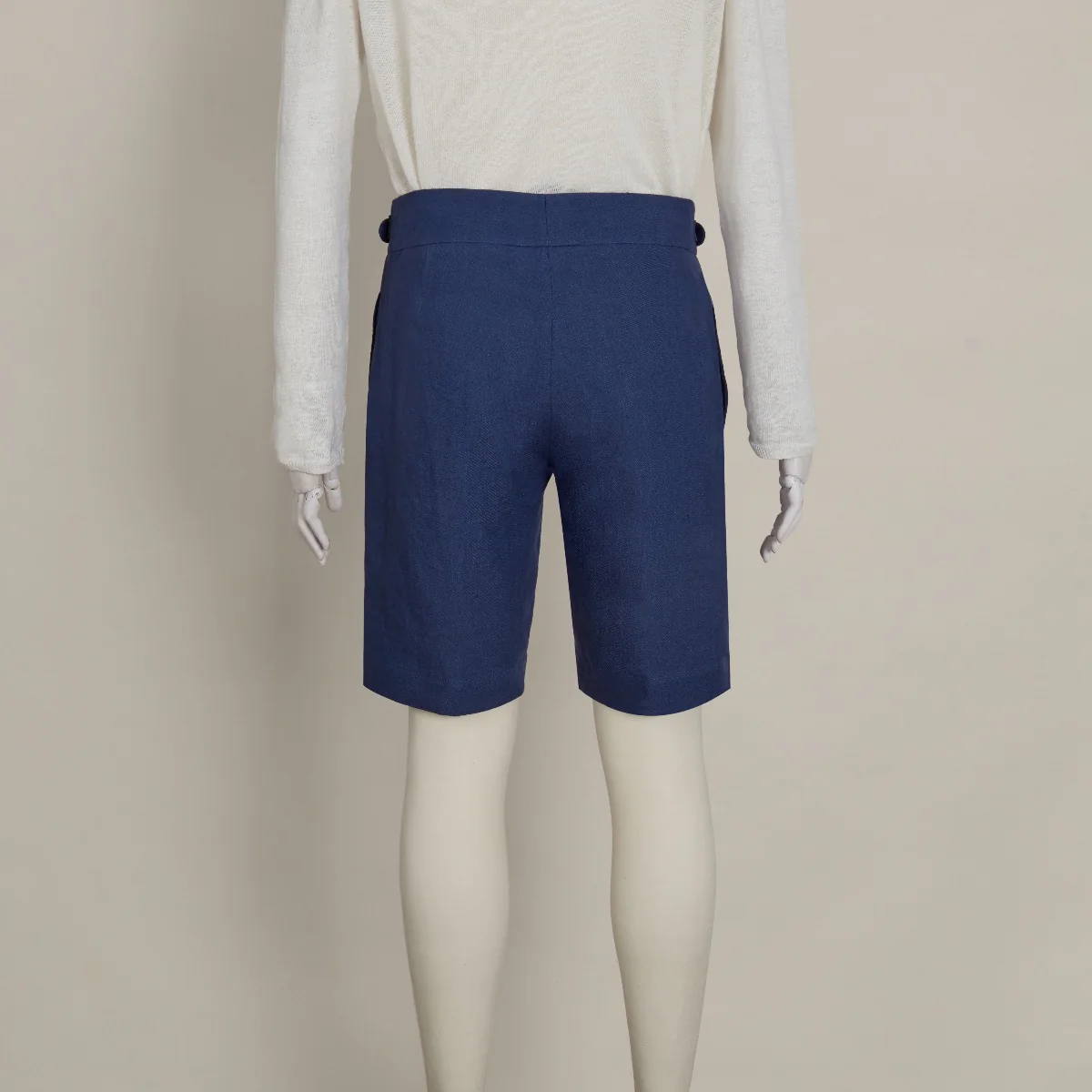 Irish Linen Gurkha Shorts In Dark Blue - Image 2