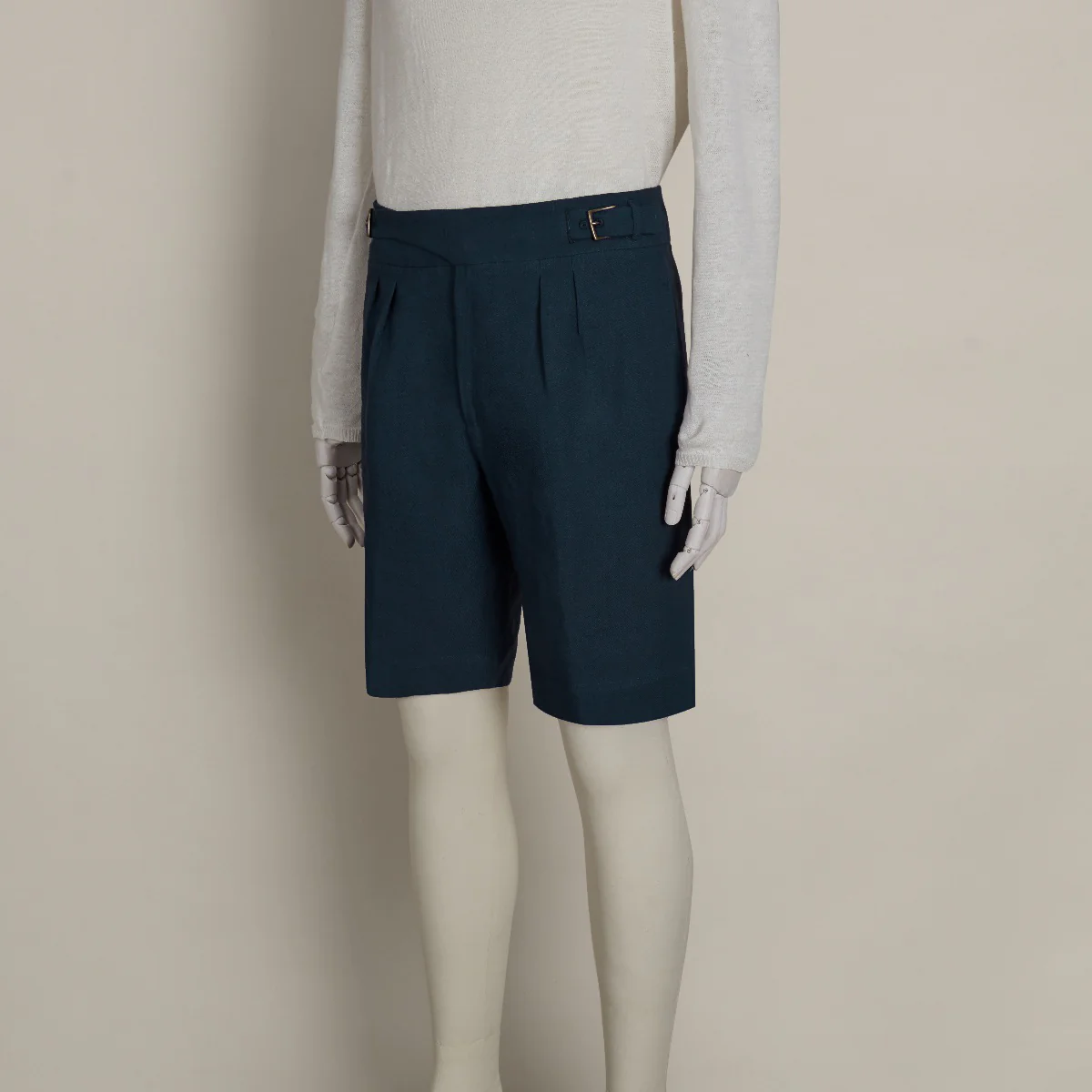 Irish Linen Gurkha Shorts in Navy - Image 3