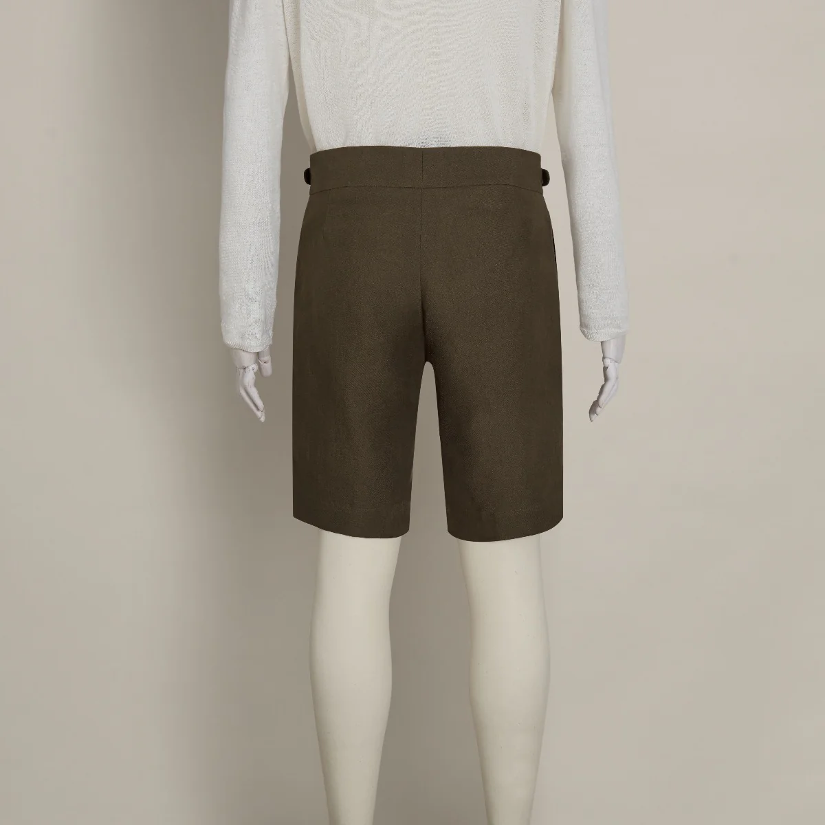 Irish Linen Gurkha Shorts In Khaki - Image 2