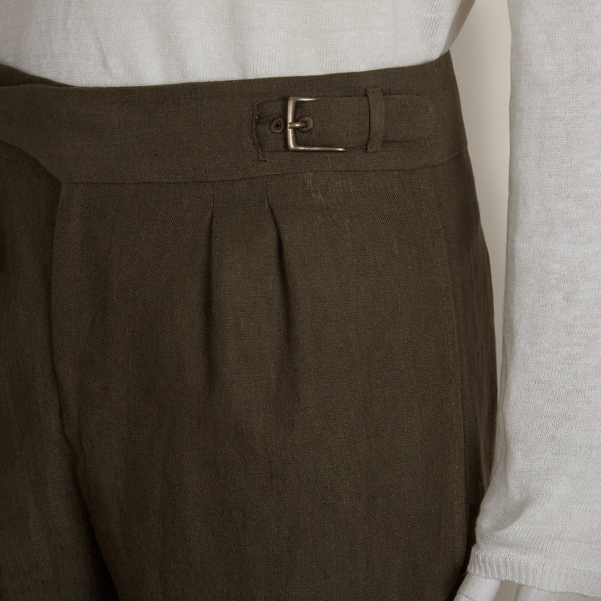 Irish Linen Gurkha Shorts In Khaki - Image 4