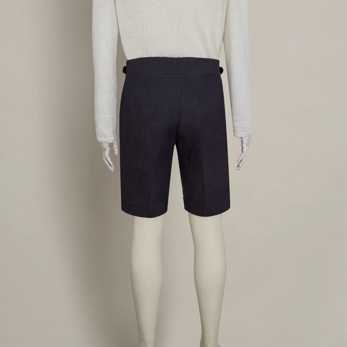 Irish Linen Gurkha Shorts In Navy - Image 2