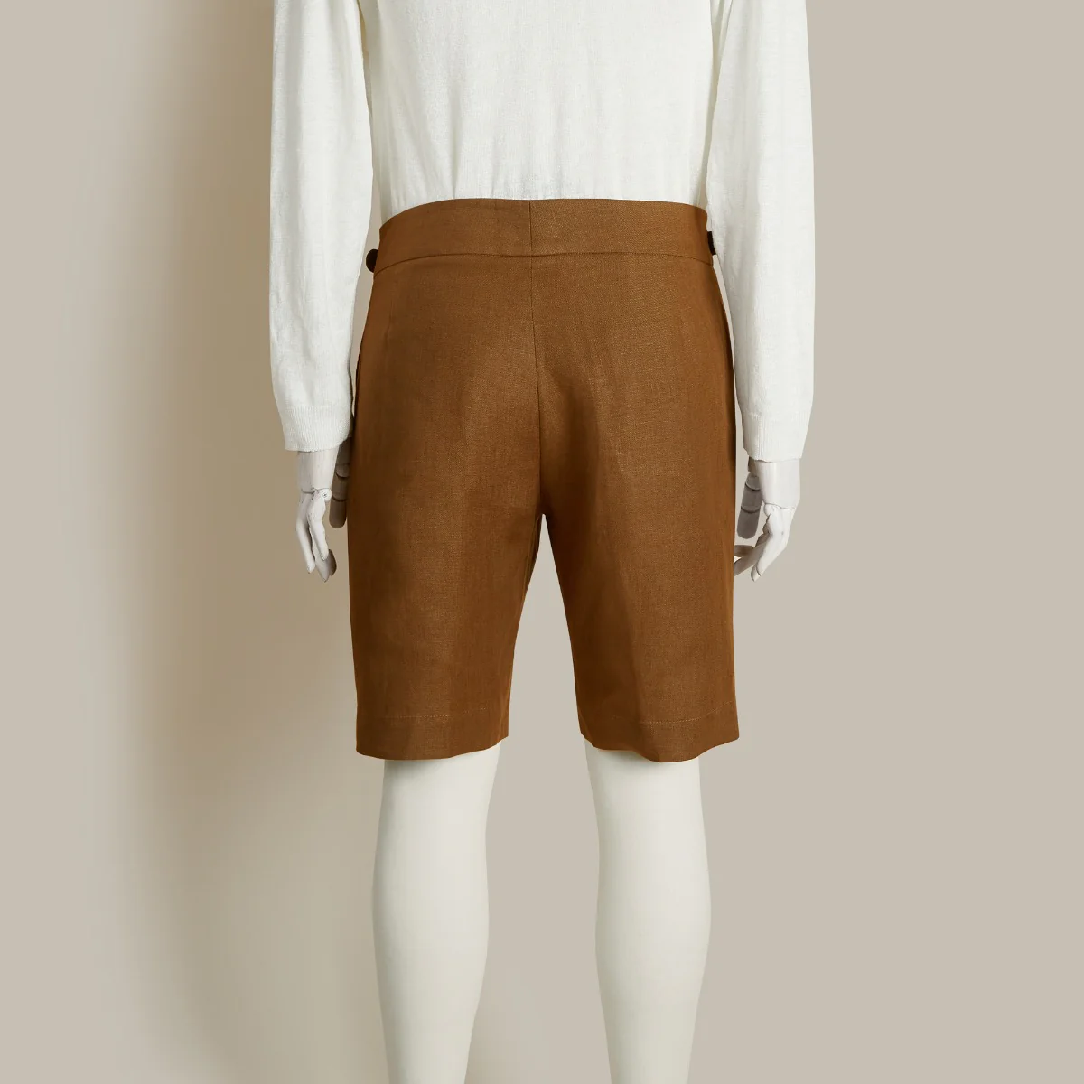 Irish Linen Gurkha Shorts In Tobacco - Image 2