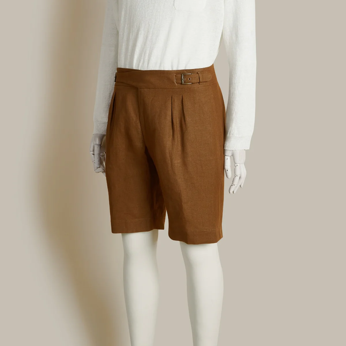 Irish Linen Gurkha Shorts In Tobacco - Image 3