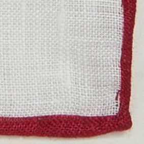Linen Pocket Square With Contrast Edge In Red - Image 2