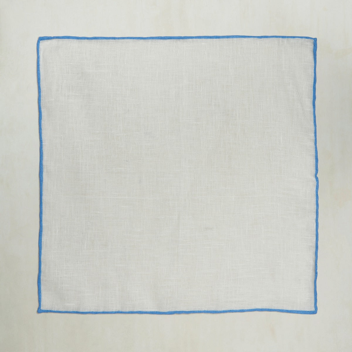 Linen Pocket Square With Contrast Edge In Sky