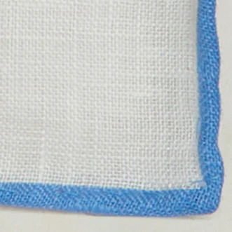 Linen Pocket Square With Contrast Edge In Sky - Image 2