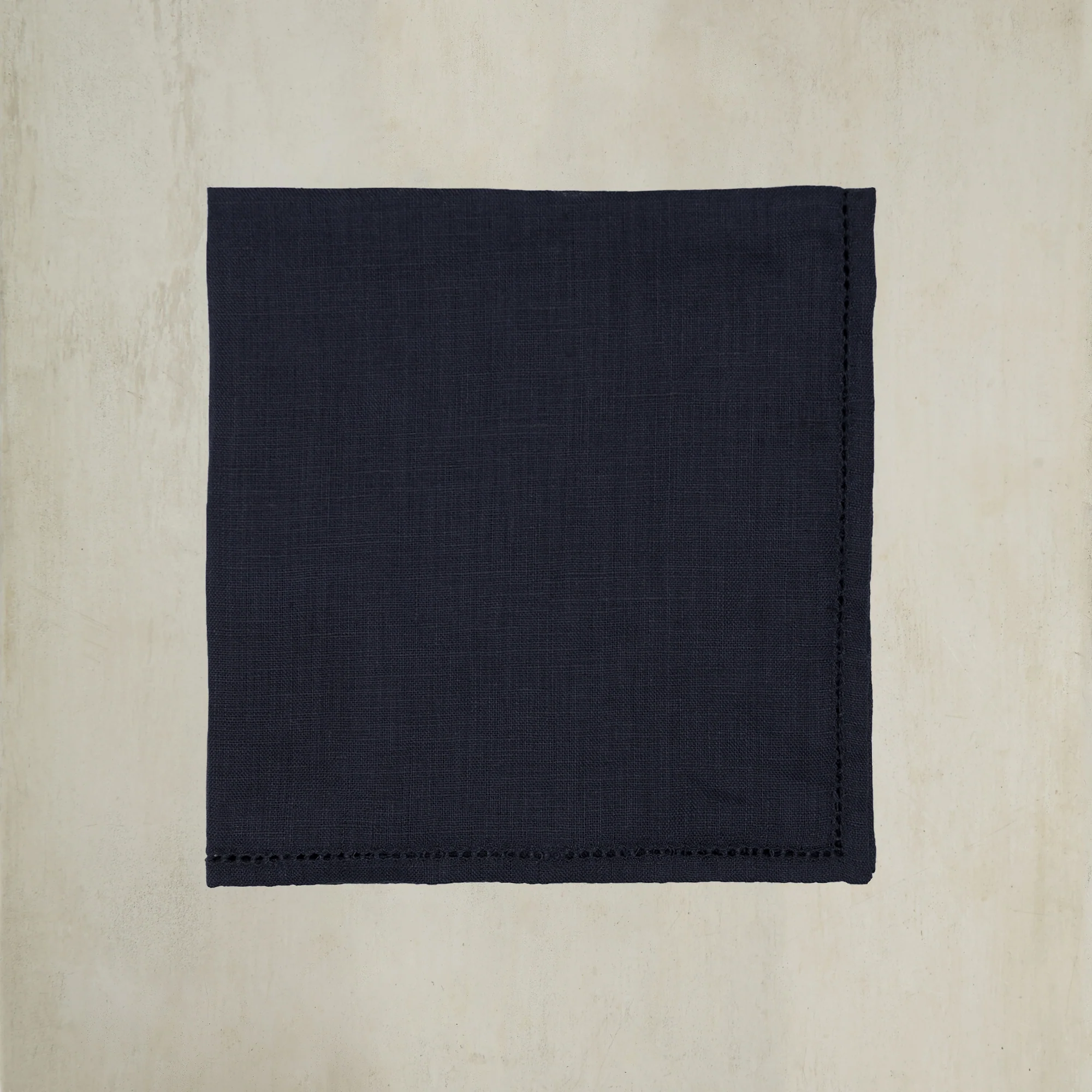 Linen Pocket Square With Drawn Thread Detail In Navy - Image 2