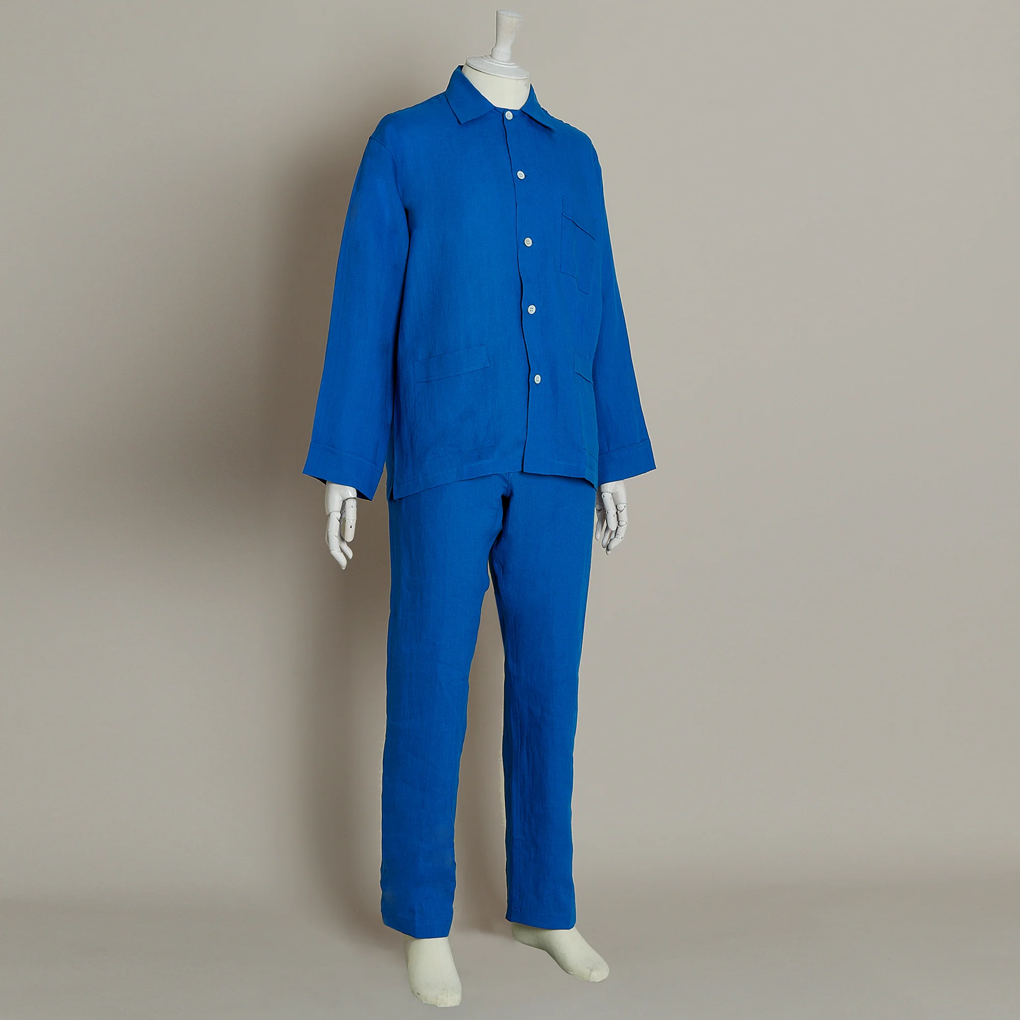 Linen Pyjamas In China Blue - Image 3