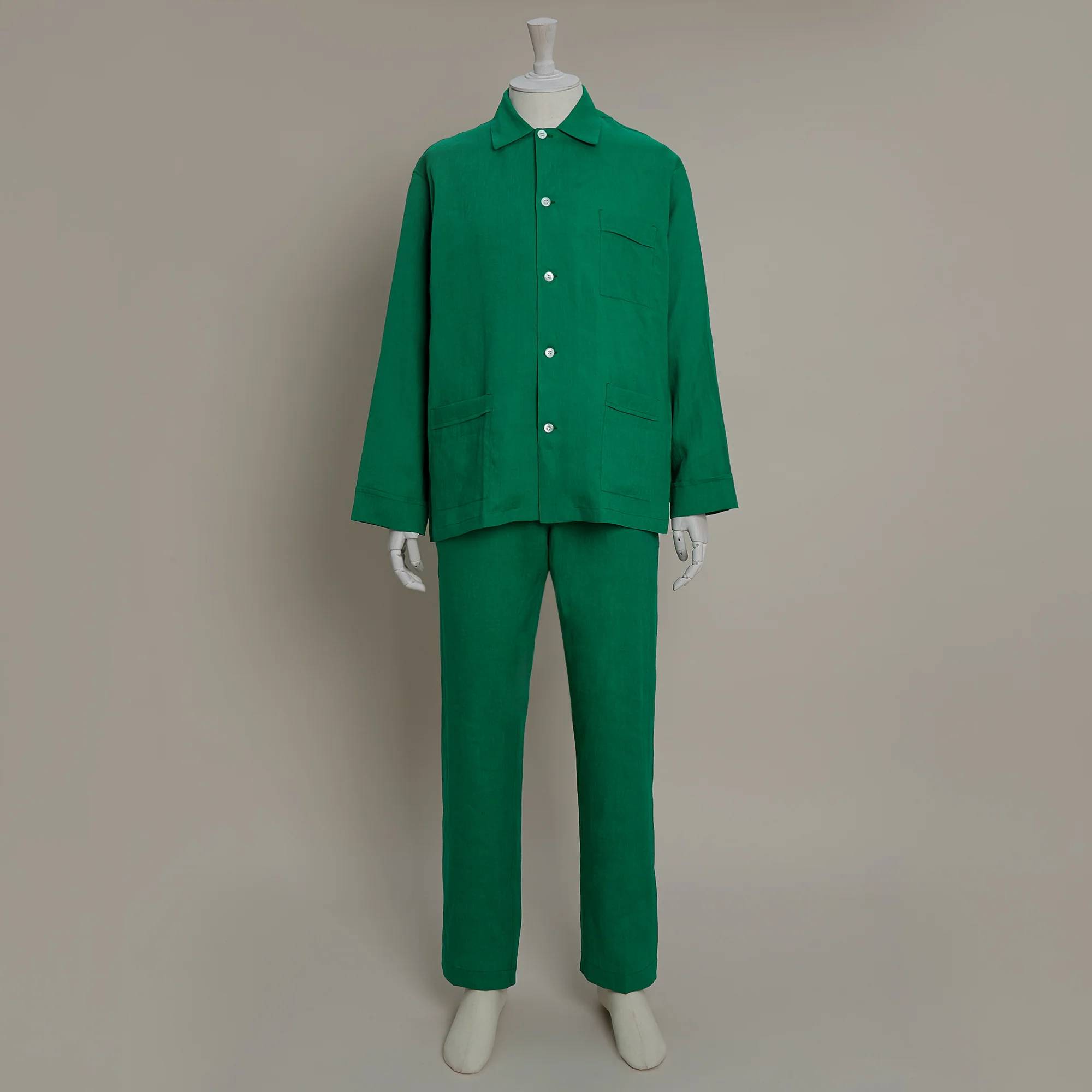 Linen Pyjamas In Emerald