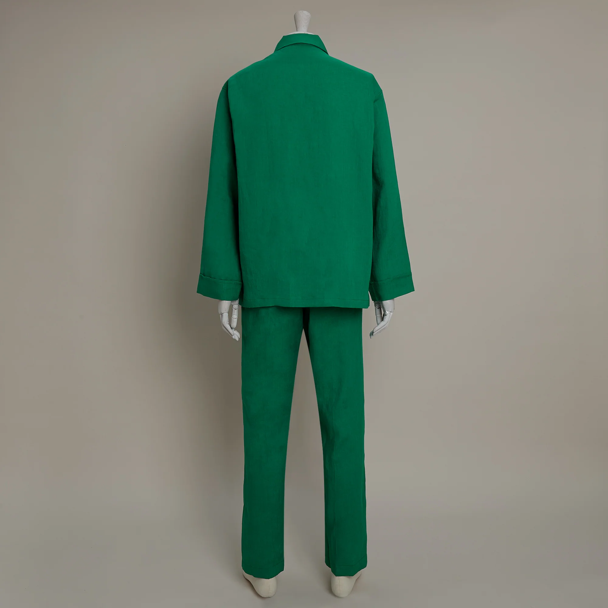 Linen Pyjamas In Emerald - Image 2