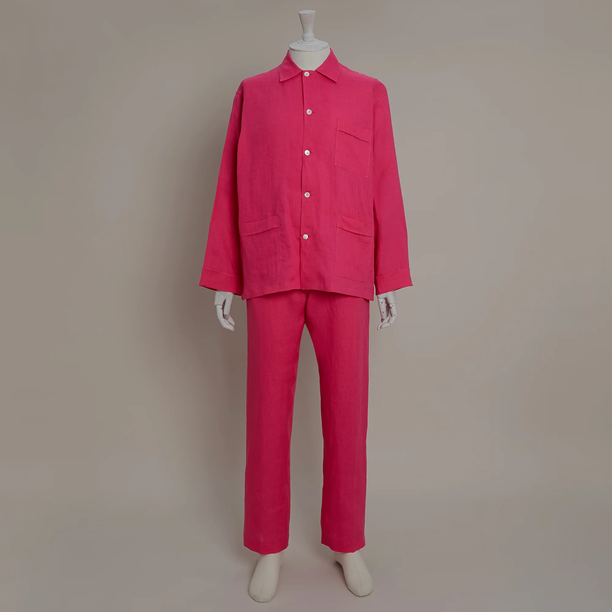 Linen Pyjamas In Fuchsia