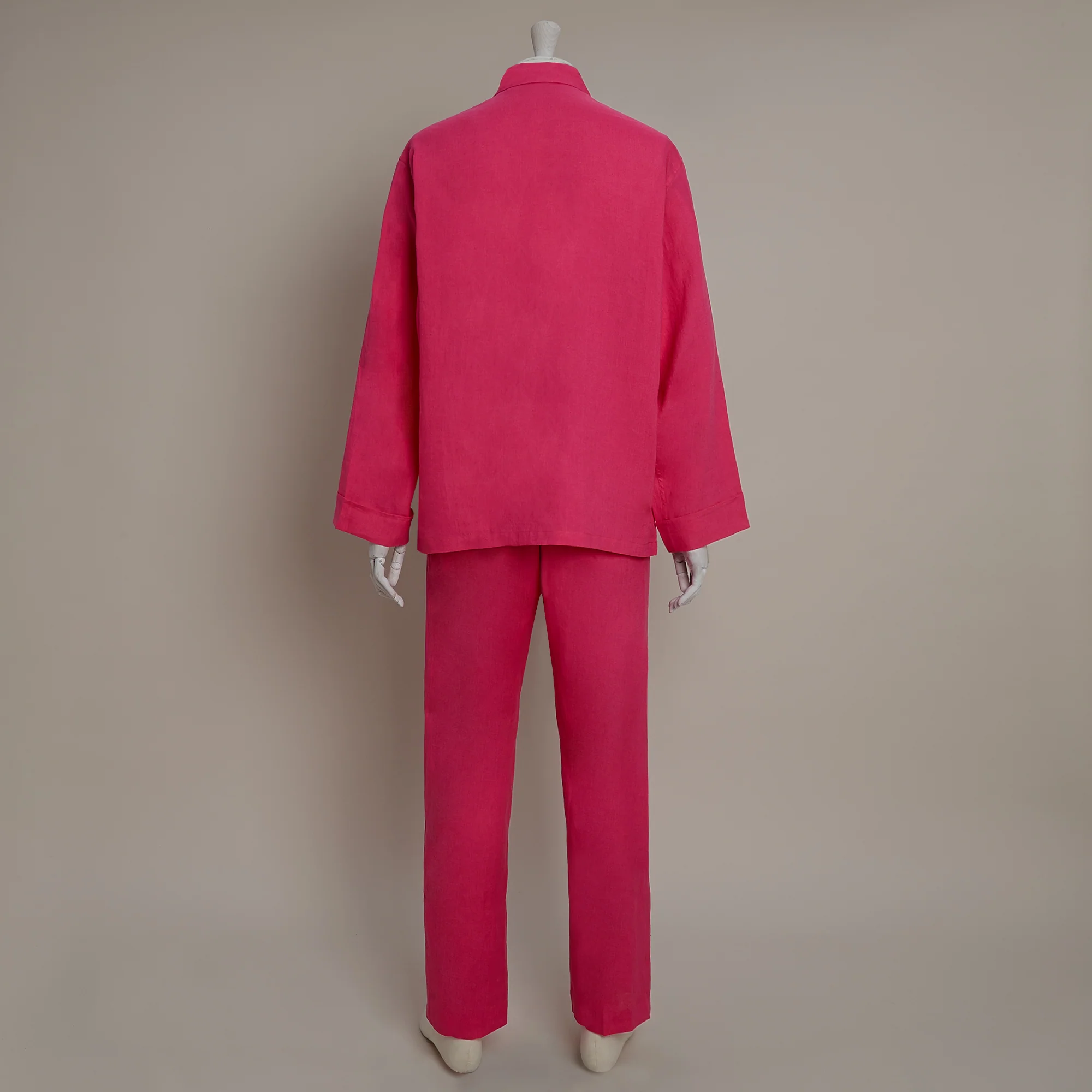 Linen Pyjamas In Fuchsia - Image 2