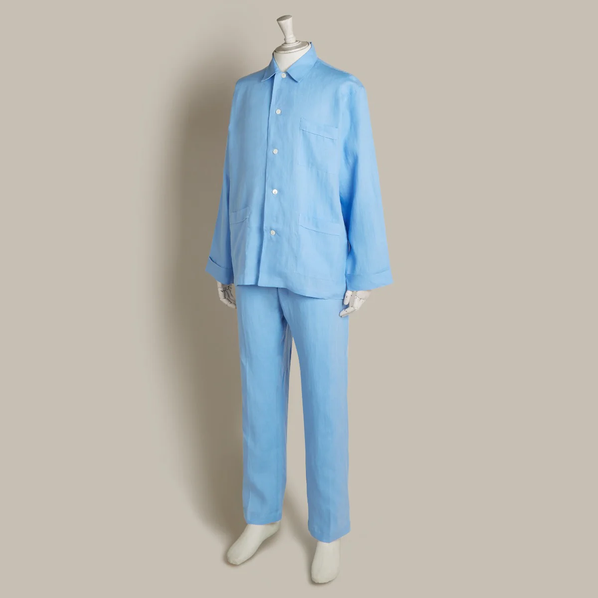Linen Pyjamas In Lagoon - Image 3