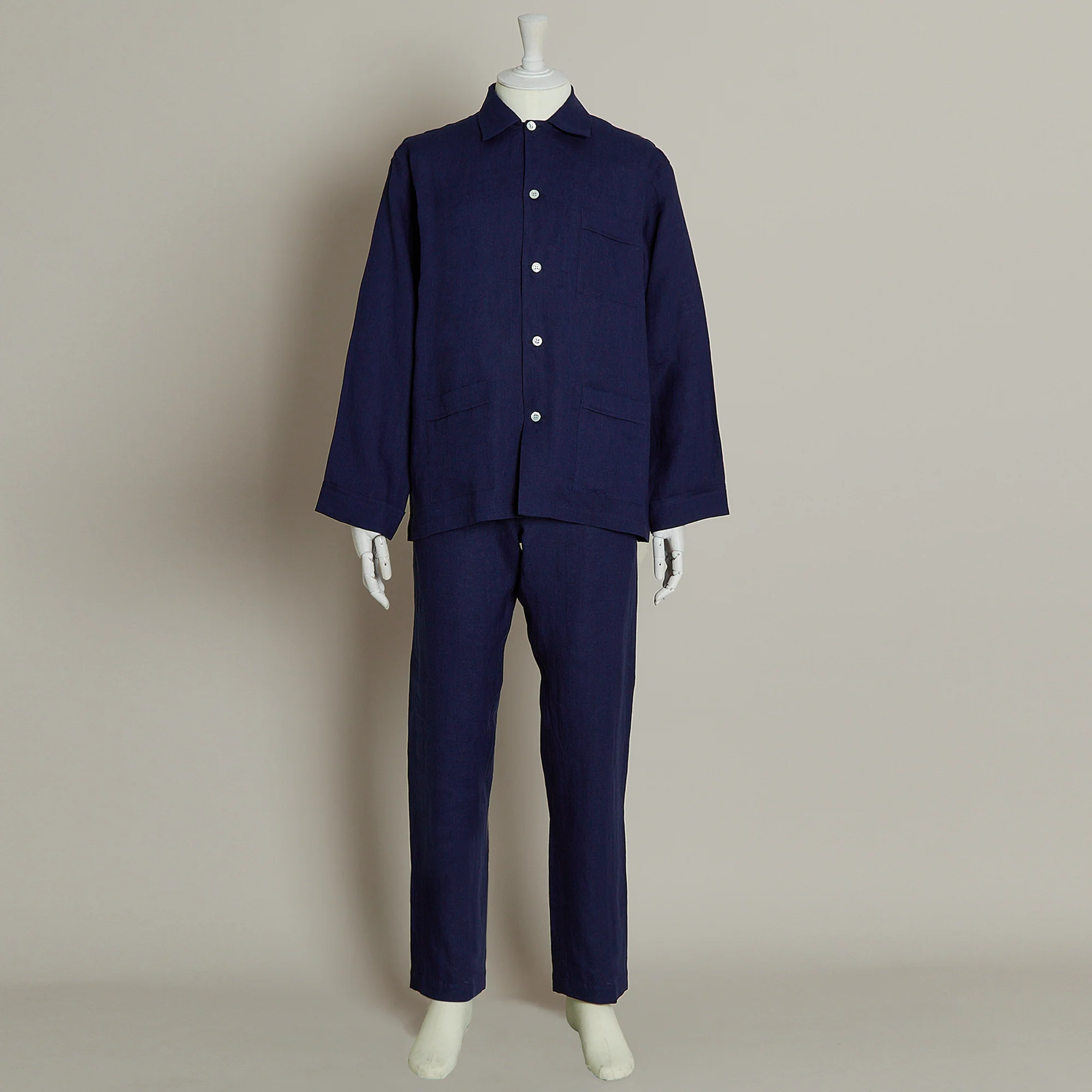 Linen Pyjamas In Navy