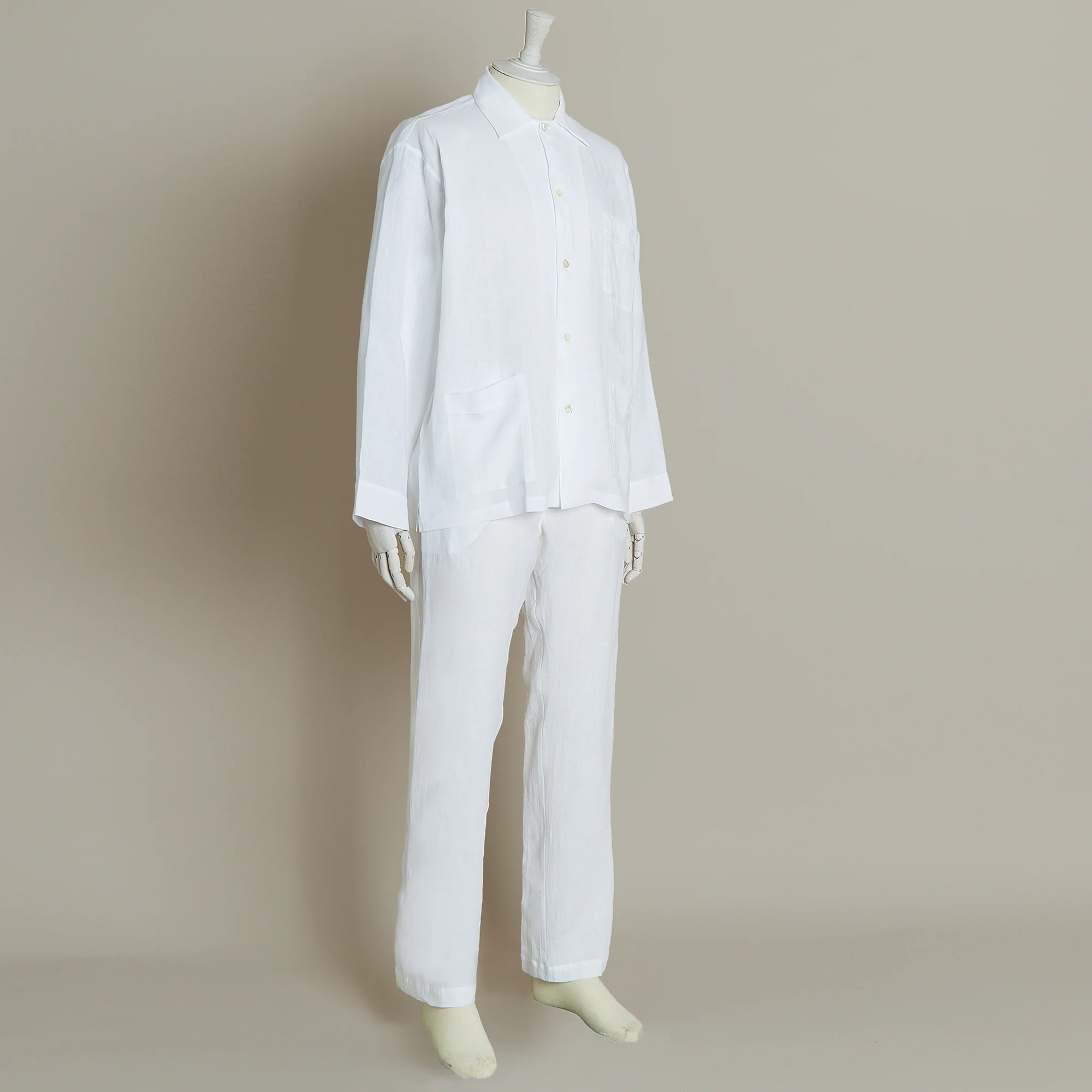 Linen Pyjamas In White - Image 4