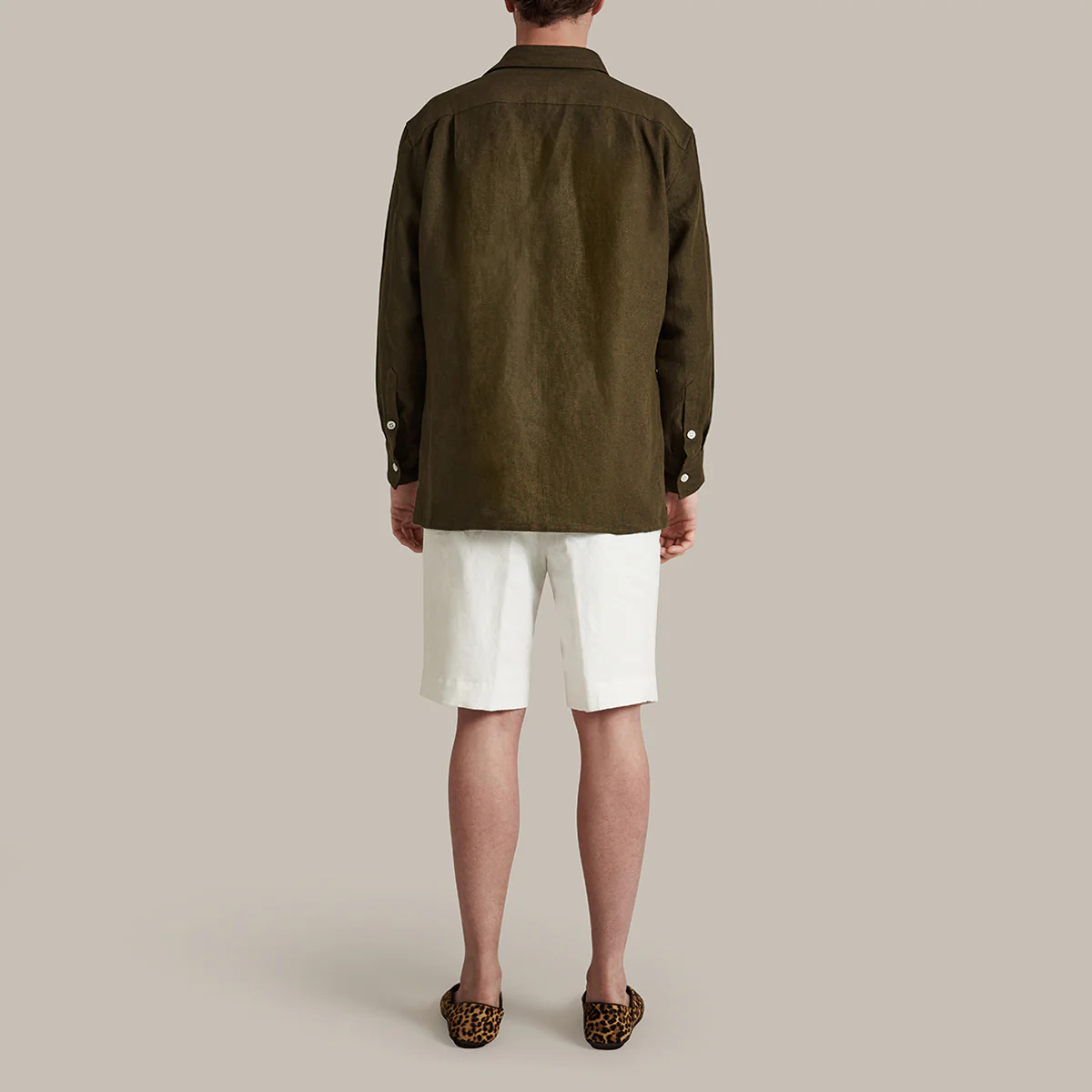 Linen Safari Overshirt In Khaki - Image 5