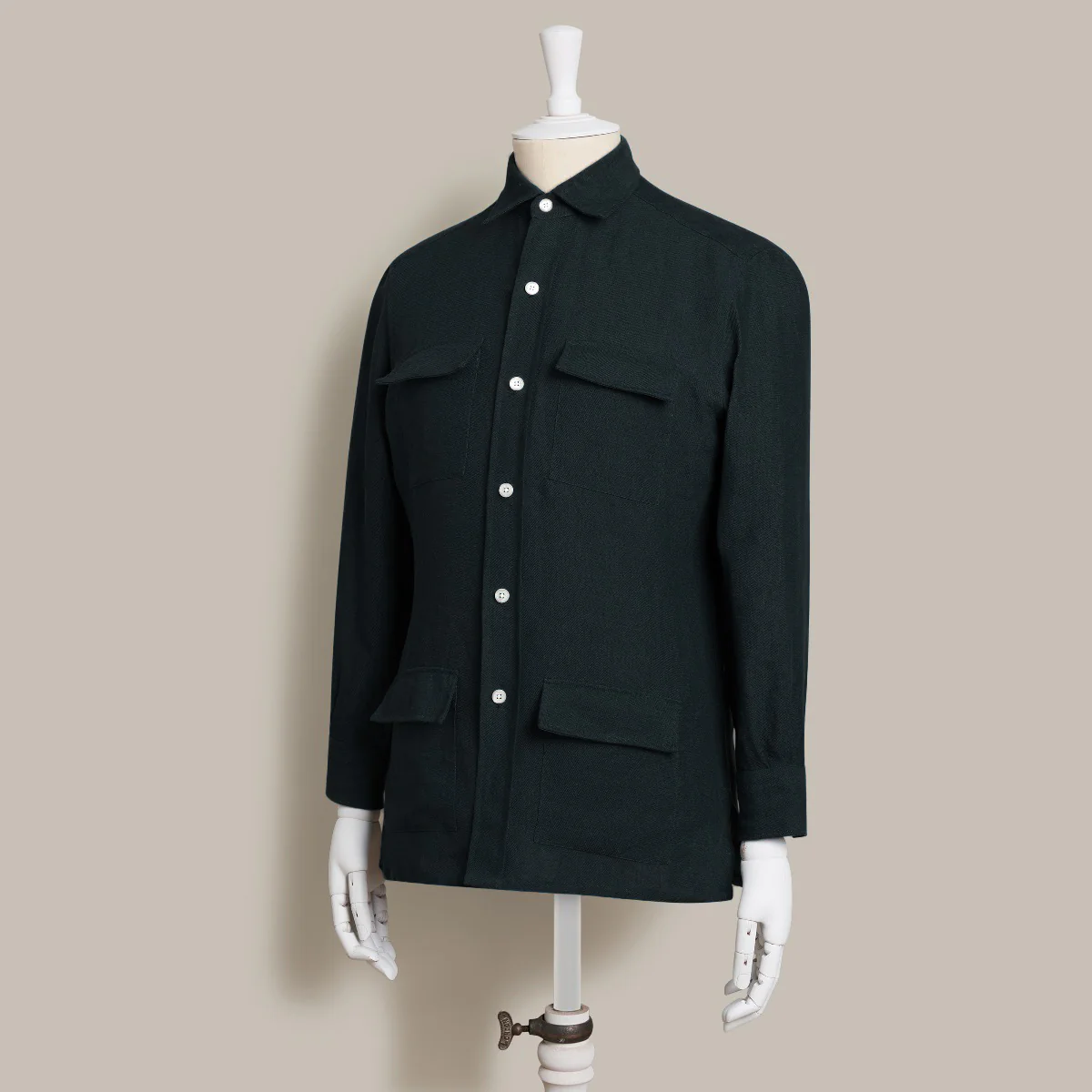 Linen Safari Overshirt in Navy - Image 2