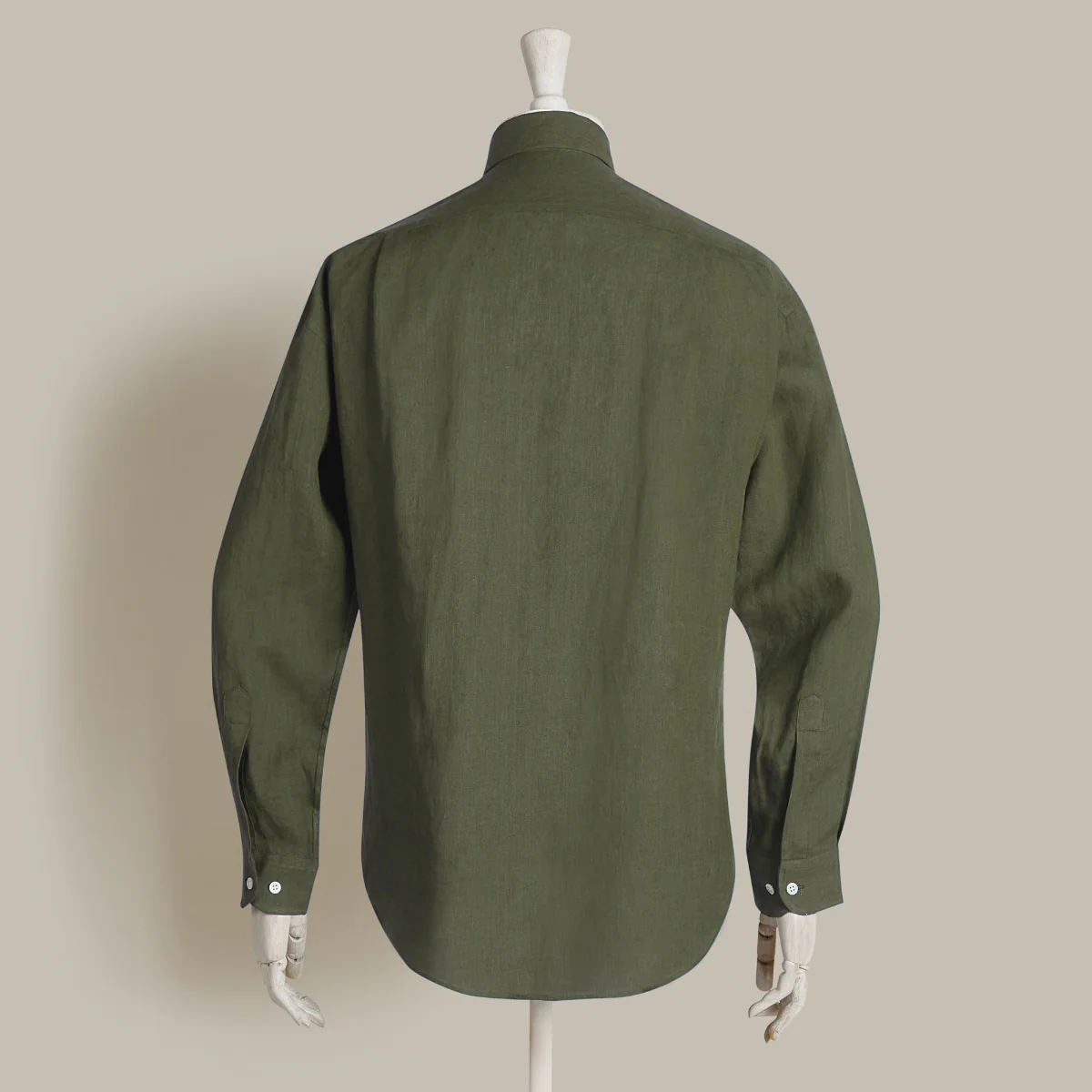 Classic Fit Linen Shirt in Khaki - Image 3