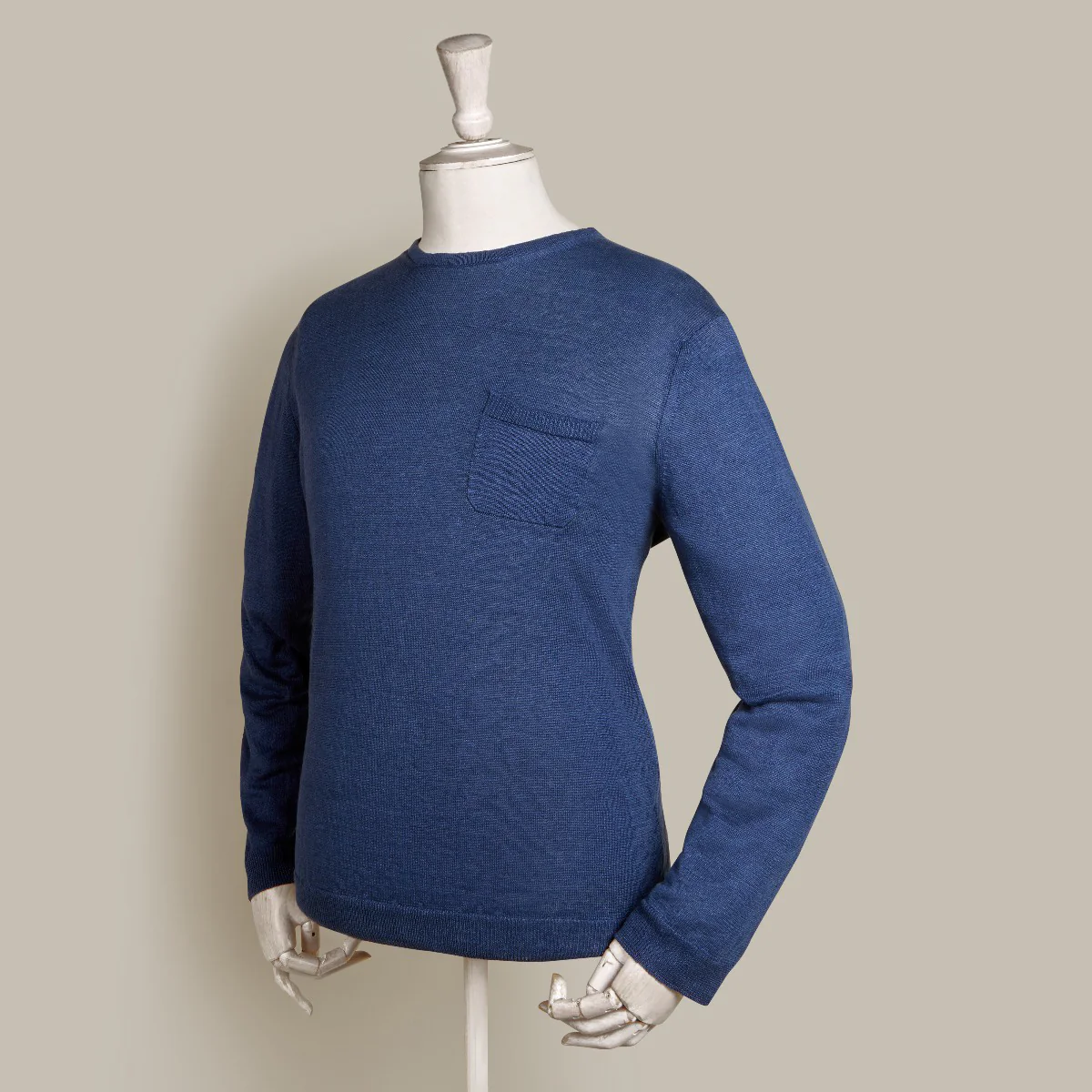 Linen Knitted Sweater In Navy - Image 2