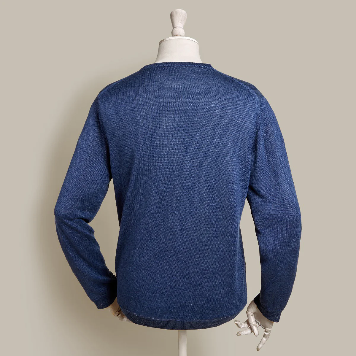 Linen Knitted Sweater In Navy - Image 3