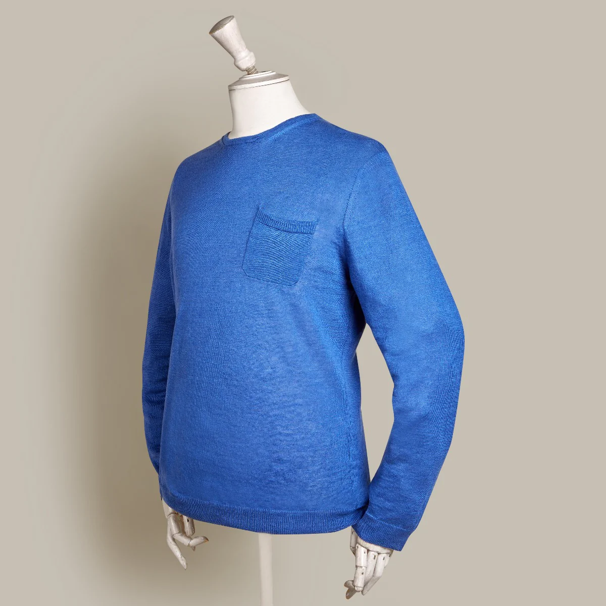 Linen Knitted Sweater In Ocean - Image 2