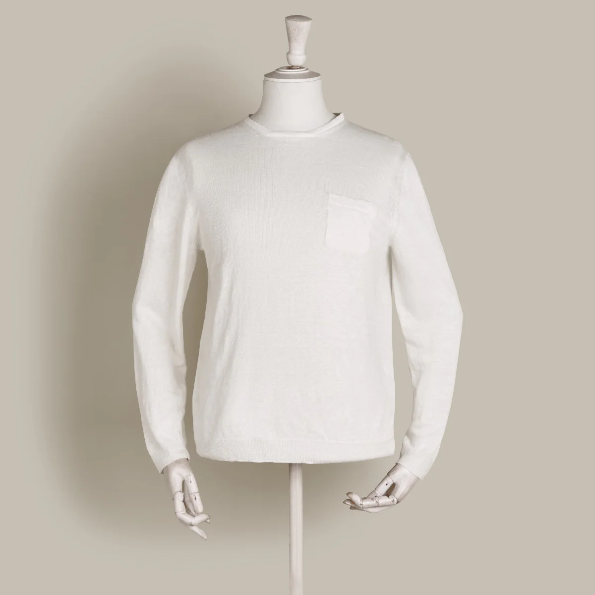 Linen Knitted Sweater In Off White