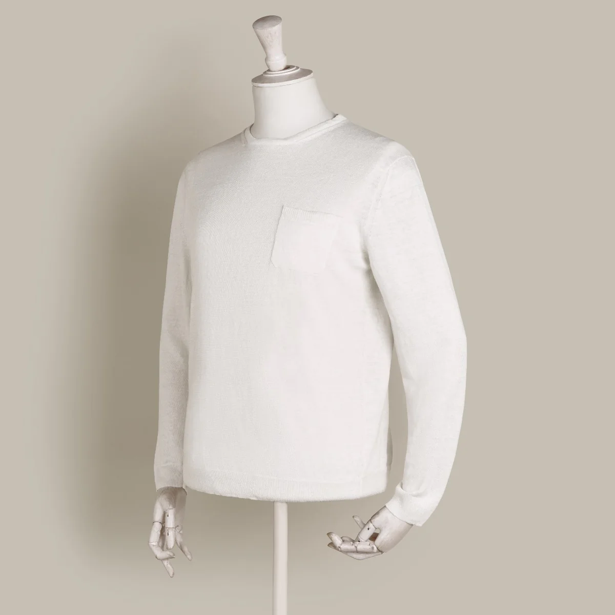 Linen Knitted Sweater In Off White - Image 2