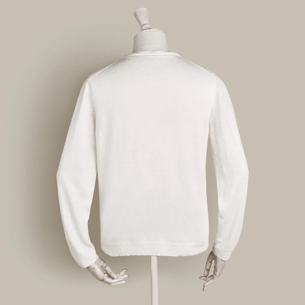 Linen Knitted Sweater In Off White - Image 3