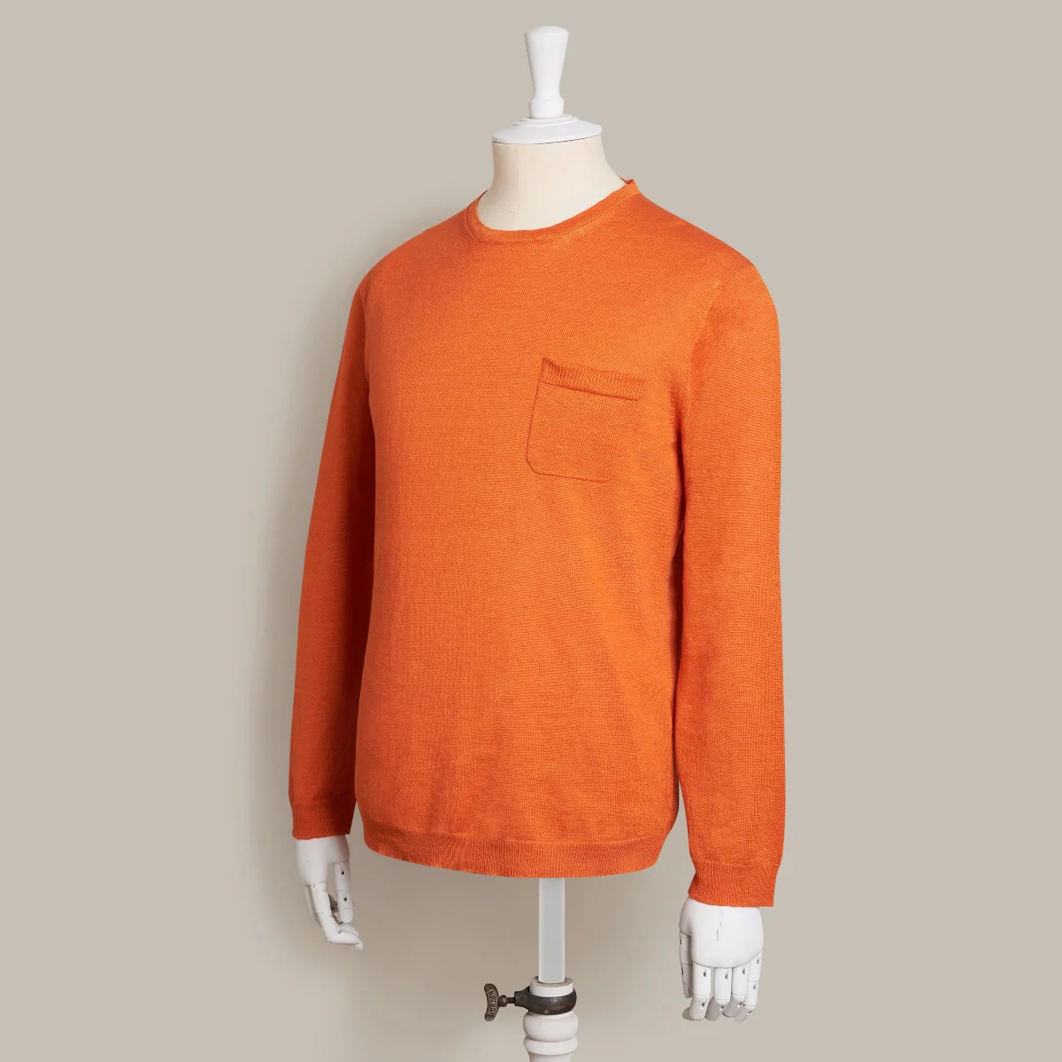 Linen Knitted Sweater In Orange - Image 2