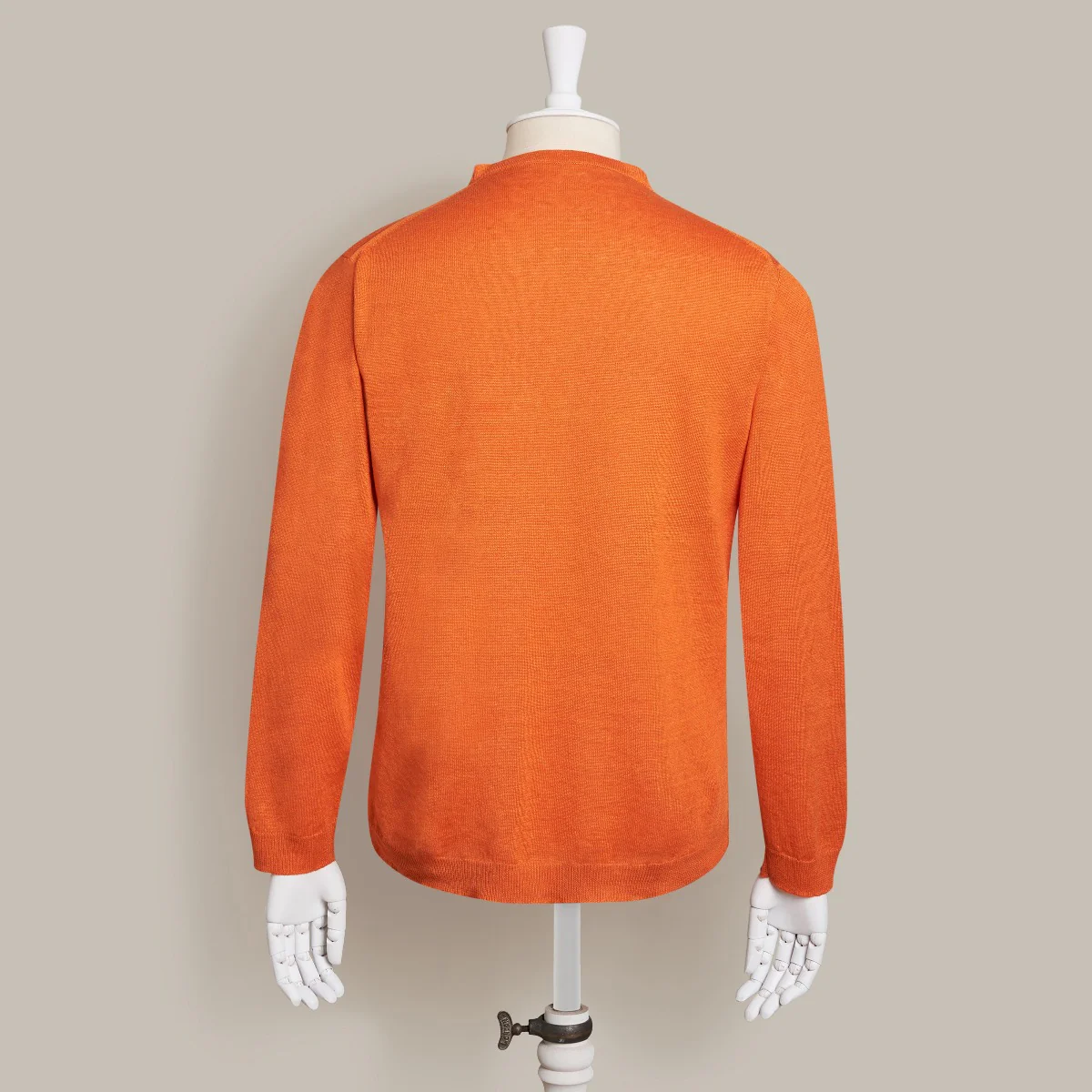 Linen Knitted Sweater In Orange - Image 3