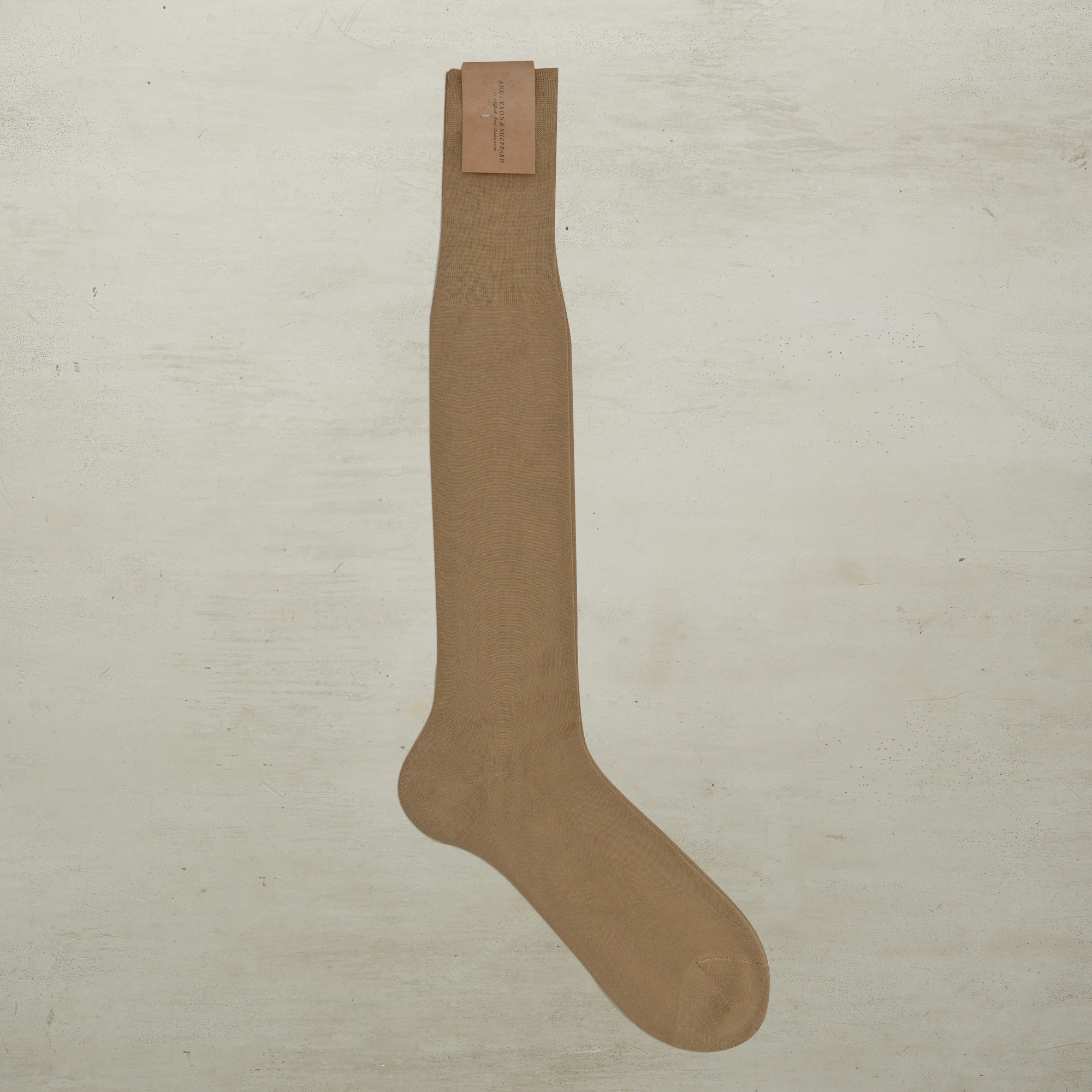 Long Plain Cotton Socks In Beige - Image 2