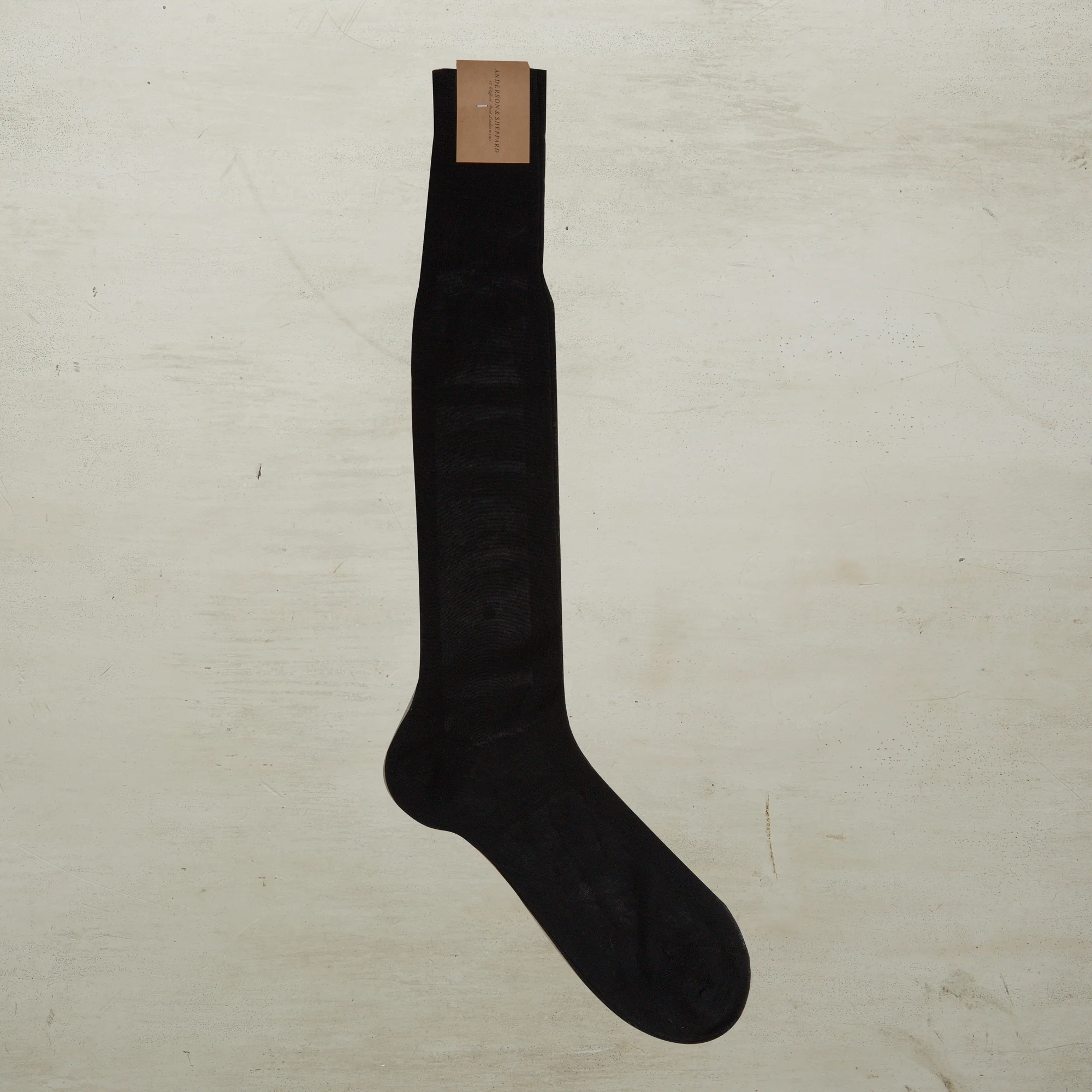 Long Plain Cotton Socks In Black - Image 2