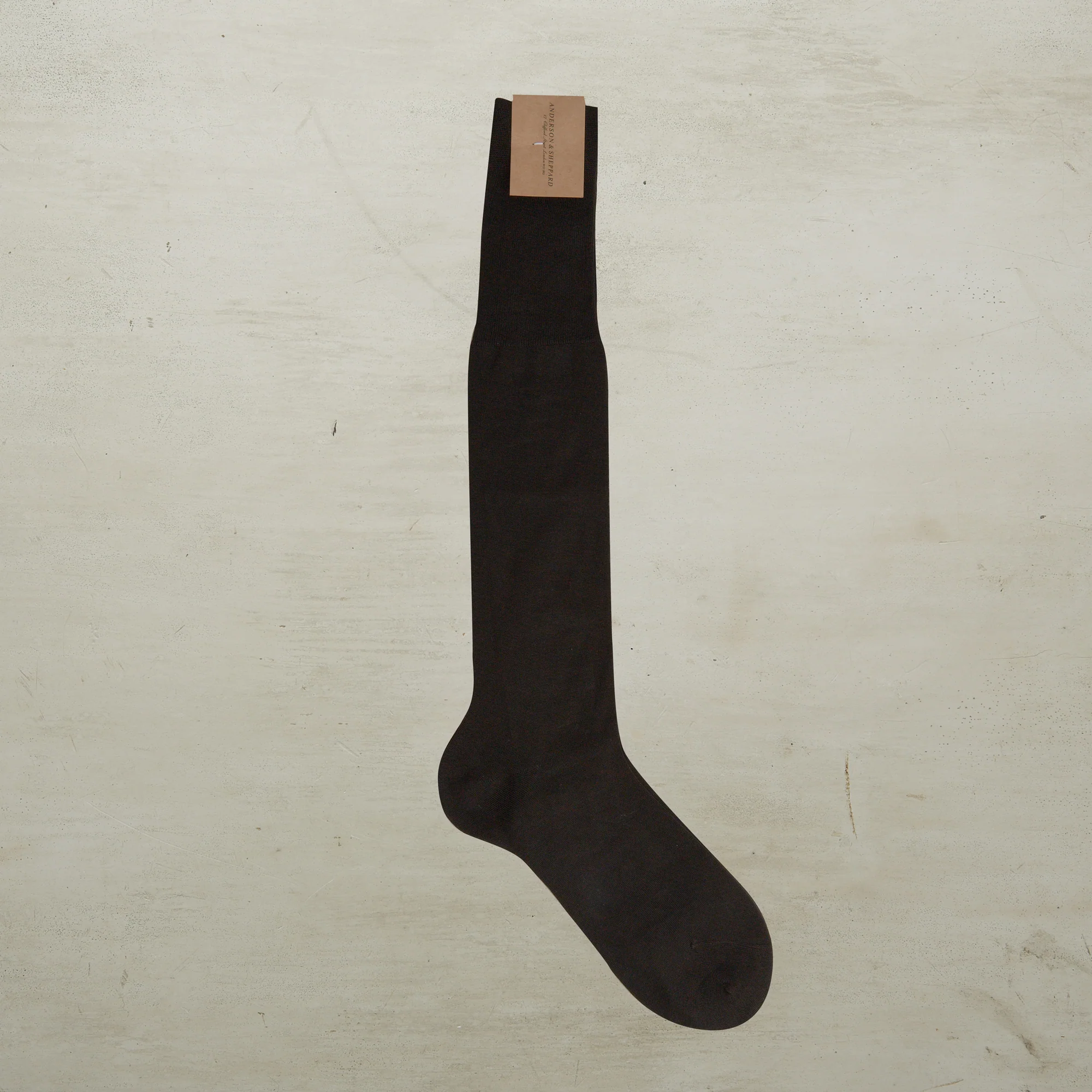 Long Plain Cotton Socks In Dark Brown - Image 2