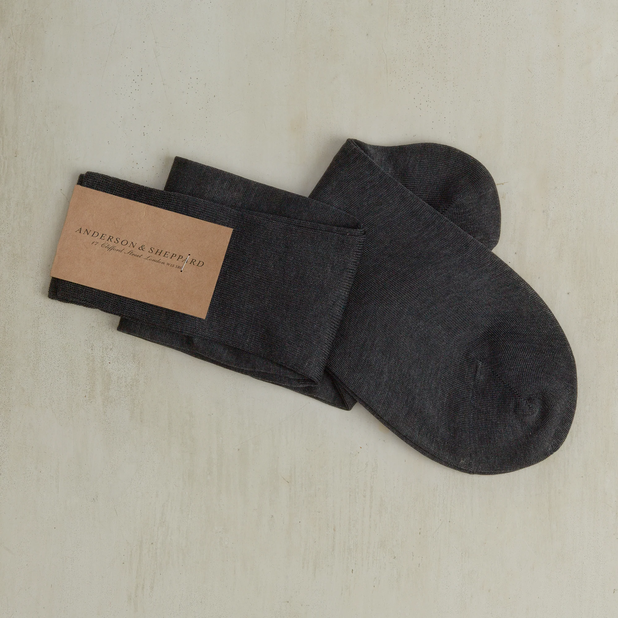 Long Plain Cotton Socks In Dark Grey