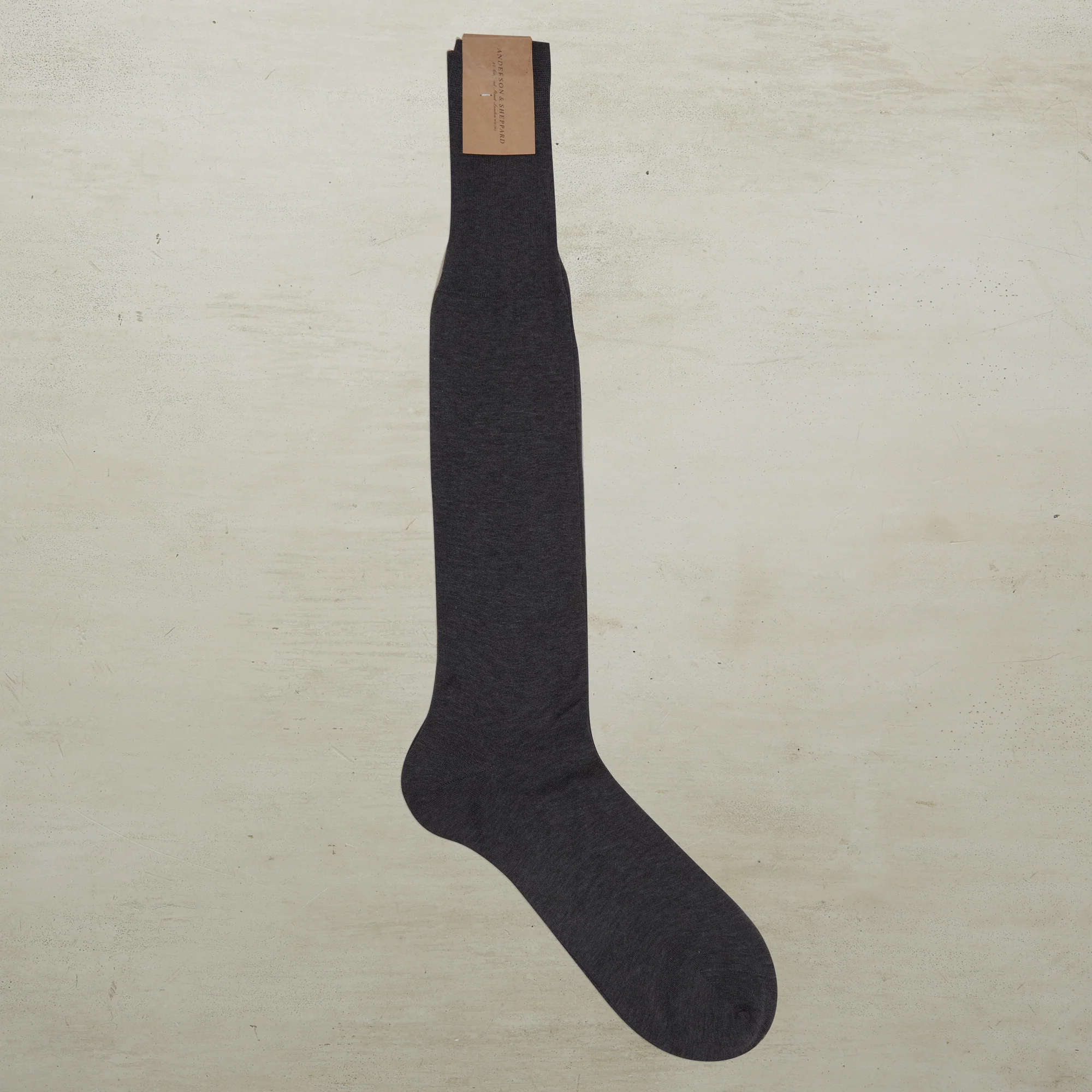 Long Plain Cotton Socks In Dark Grey - Image 2