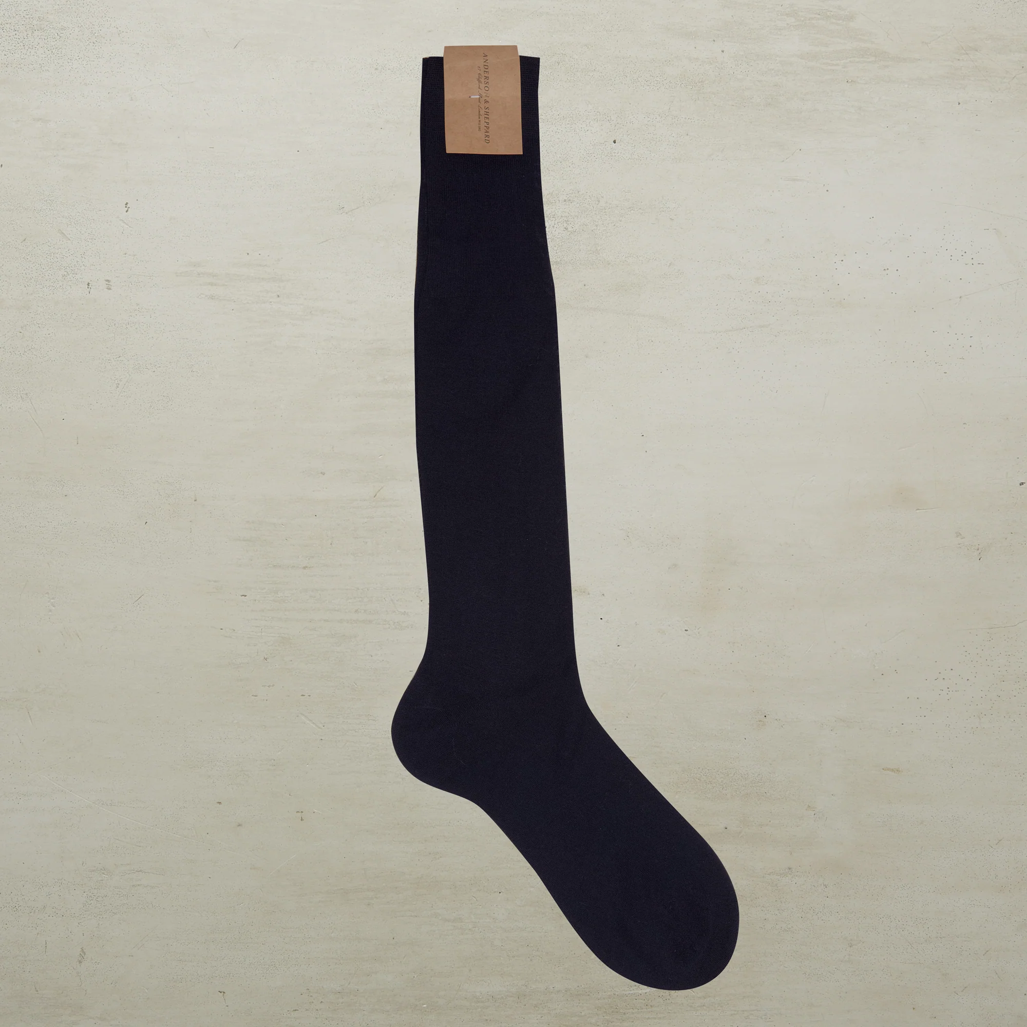 Long Plain Cotton Socks In Navy - Image 2