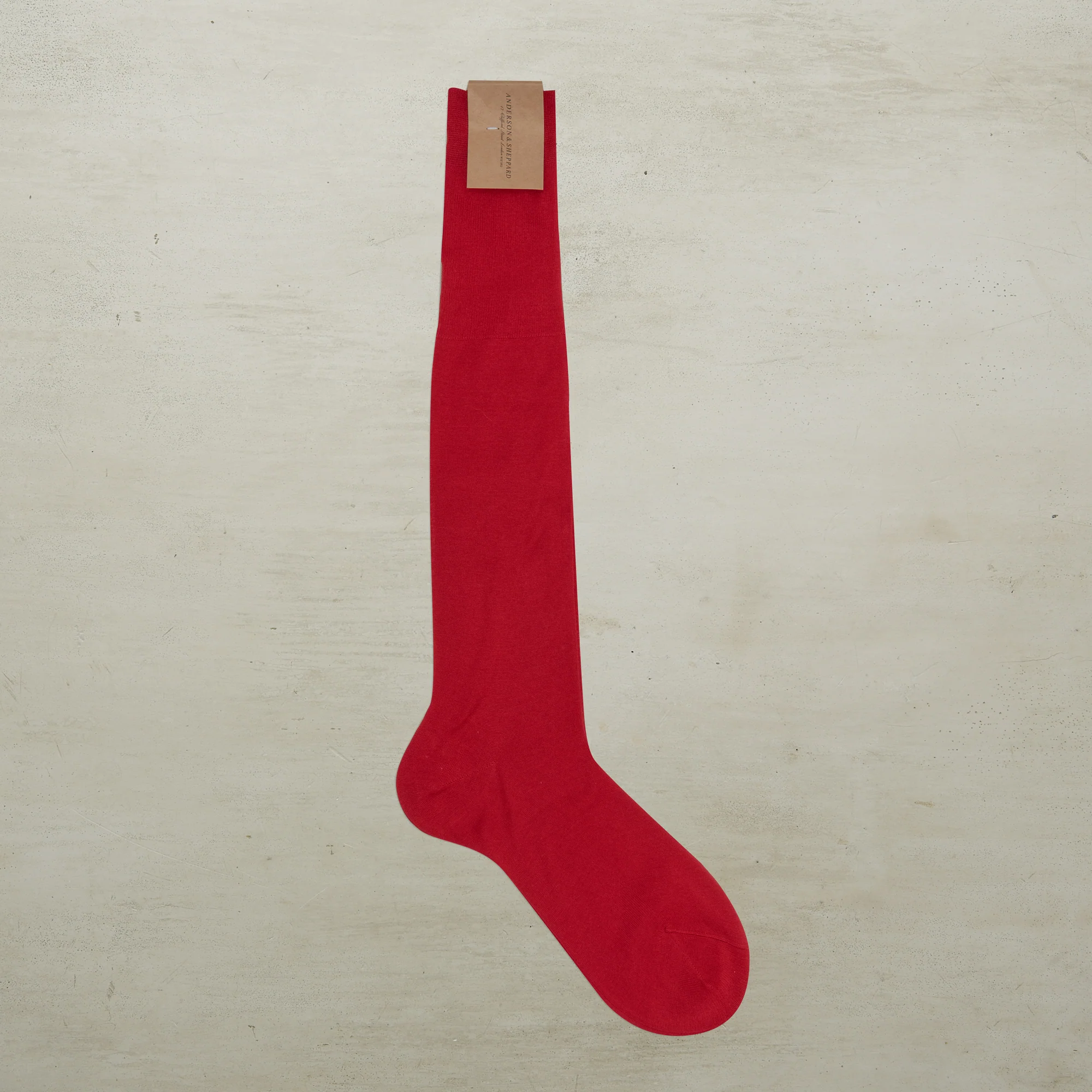 Long Plain Cotton Socks In Red - Image 2
