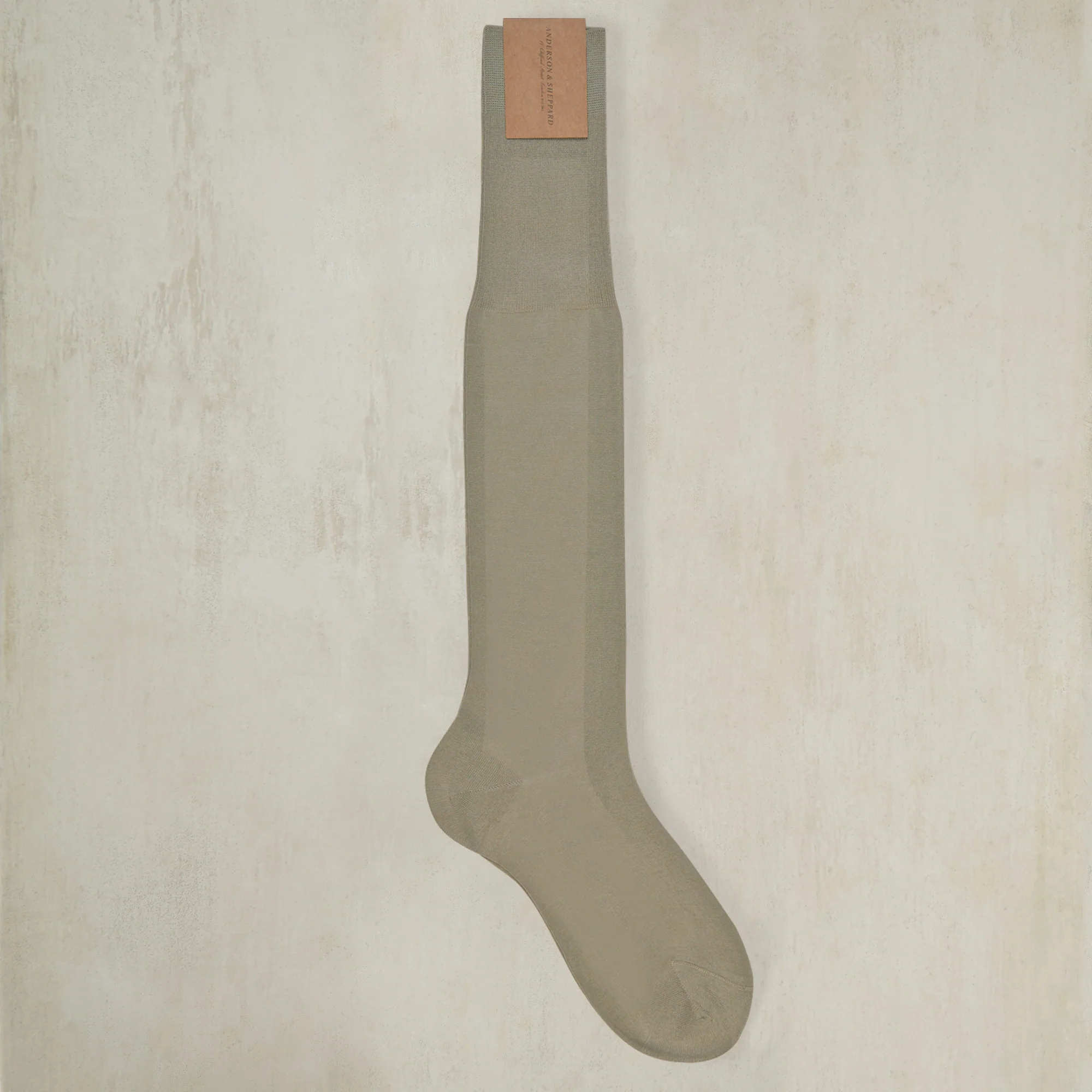 Long Plain Cotton Socks In Taupe - Image 2