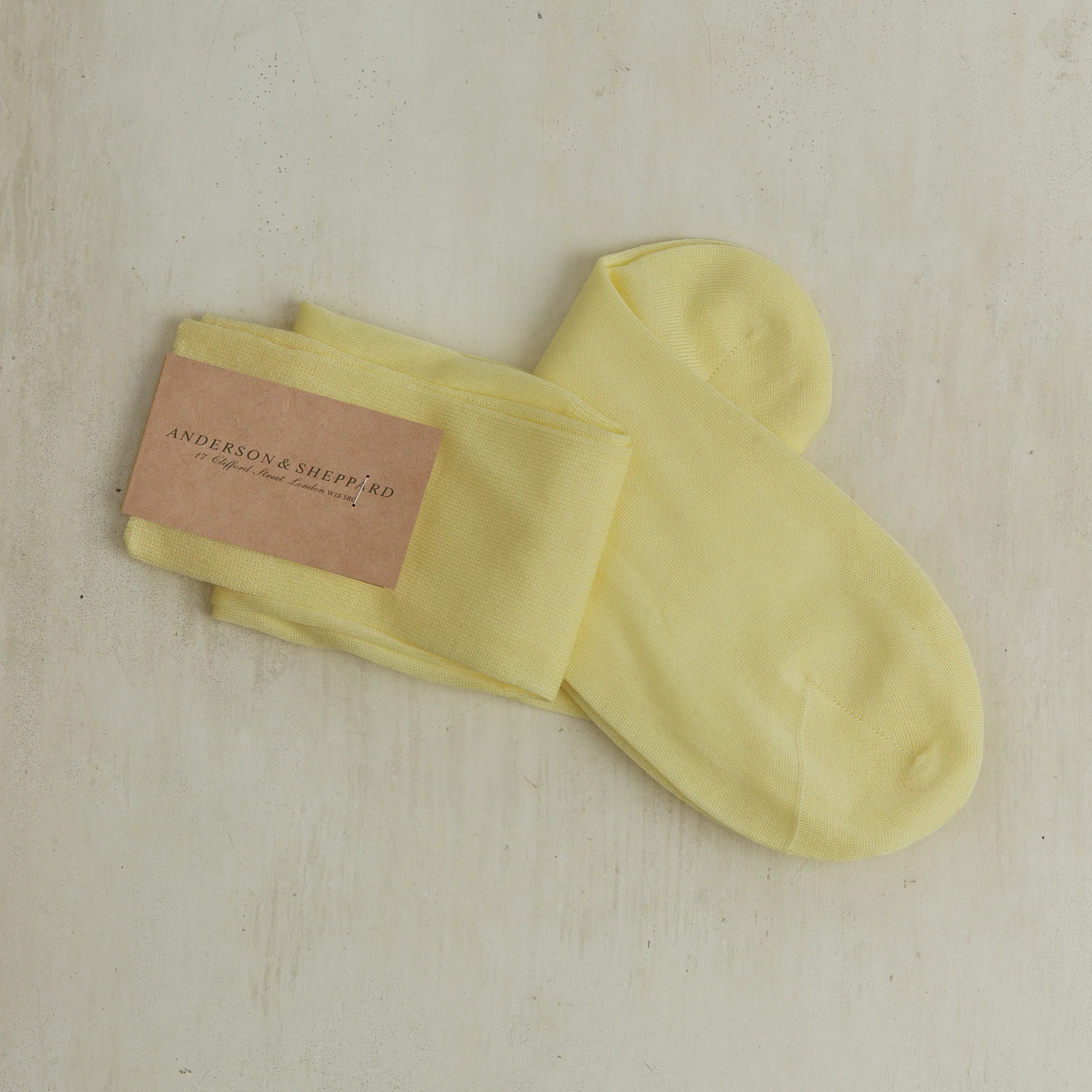 Long Plain Cotton Socks In Yellow
